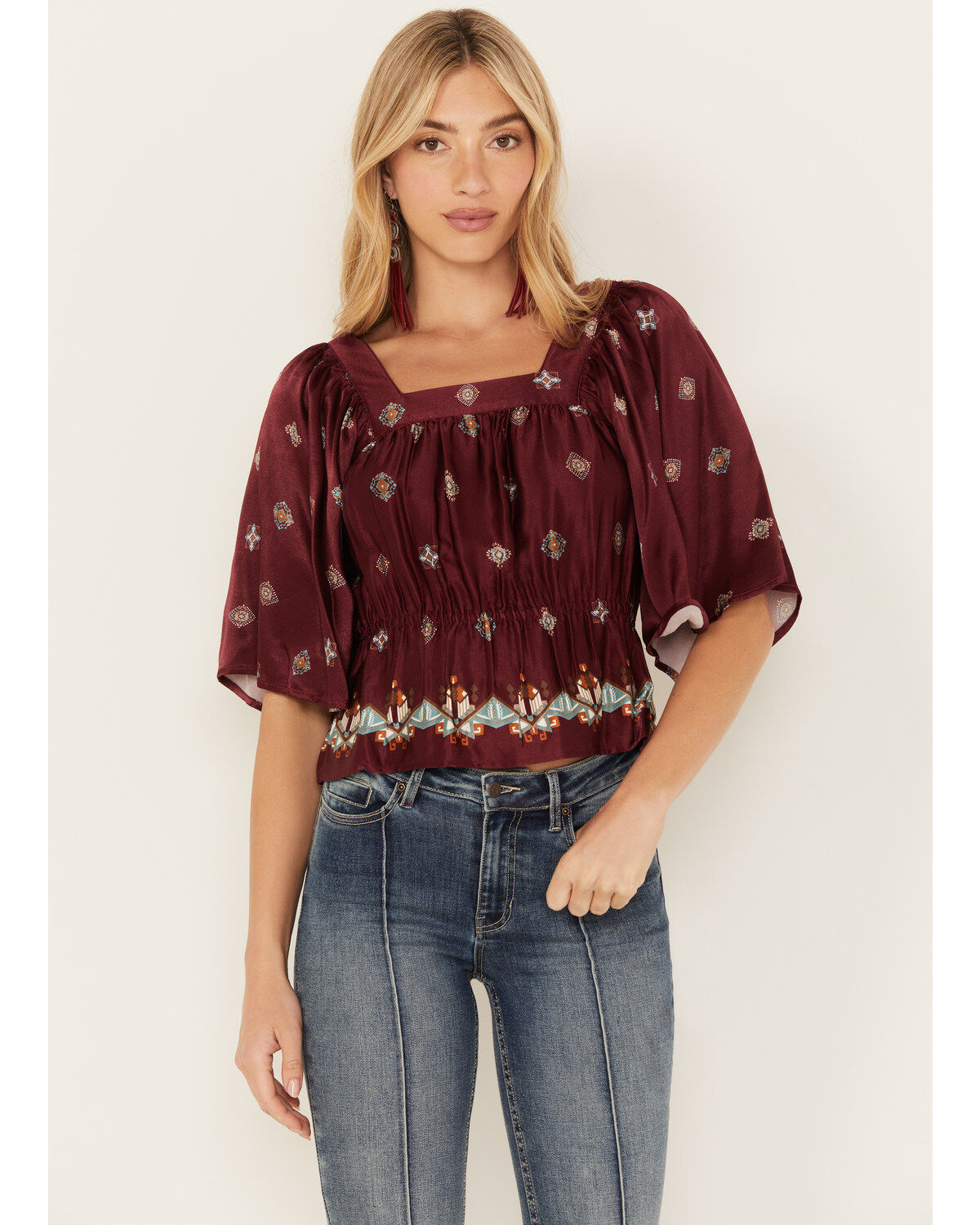 Women's Shyanne Satin Butterfly Sleeve Top