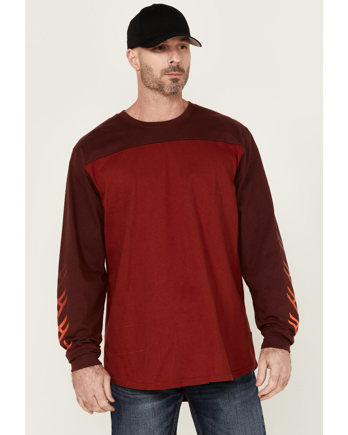 Men's Hawx FR Color Block Long Sleeve Graphic Work T-Shirt