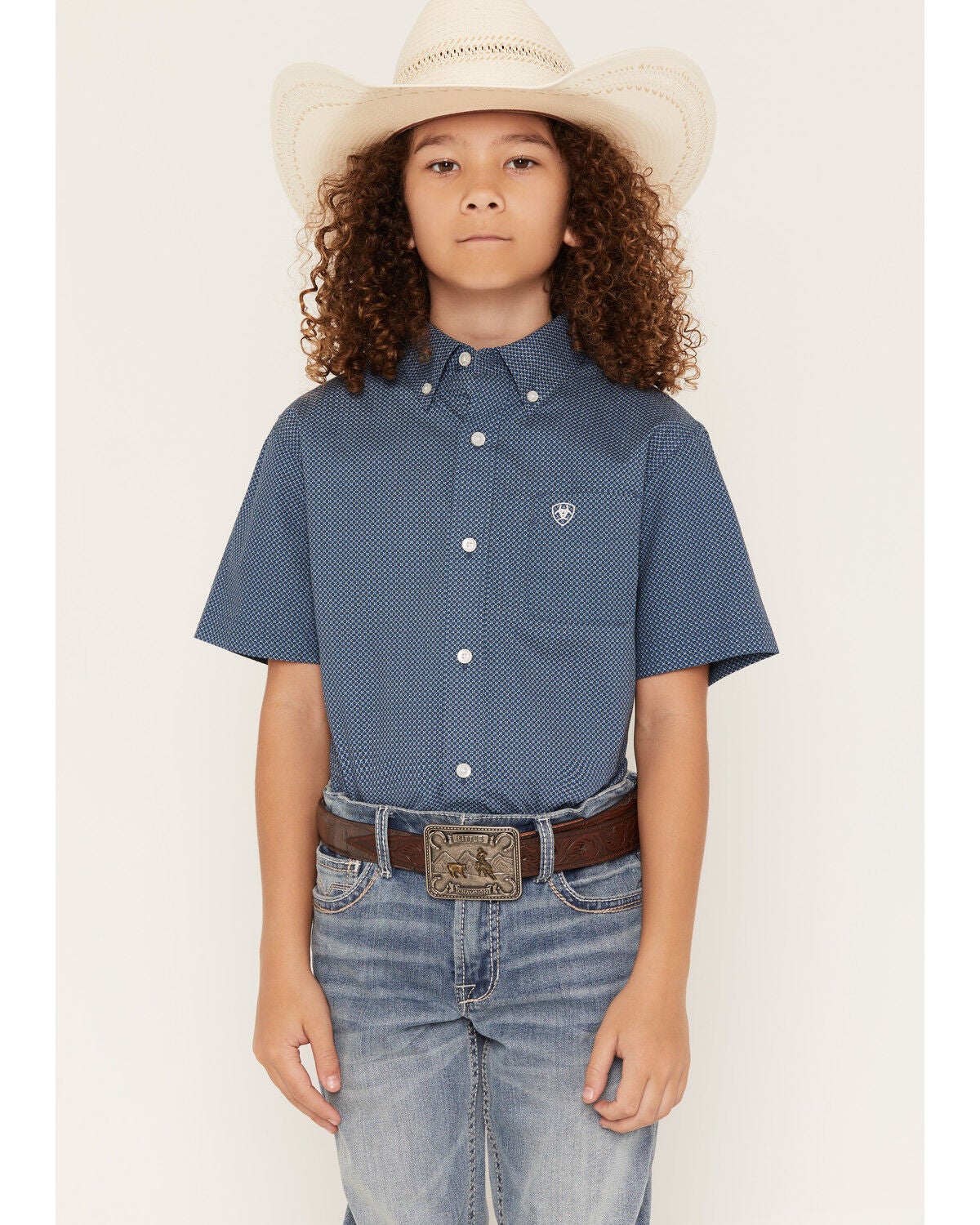 Boys' Ariat Geo Print Short Sleeve Button-Down Western Shirt
