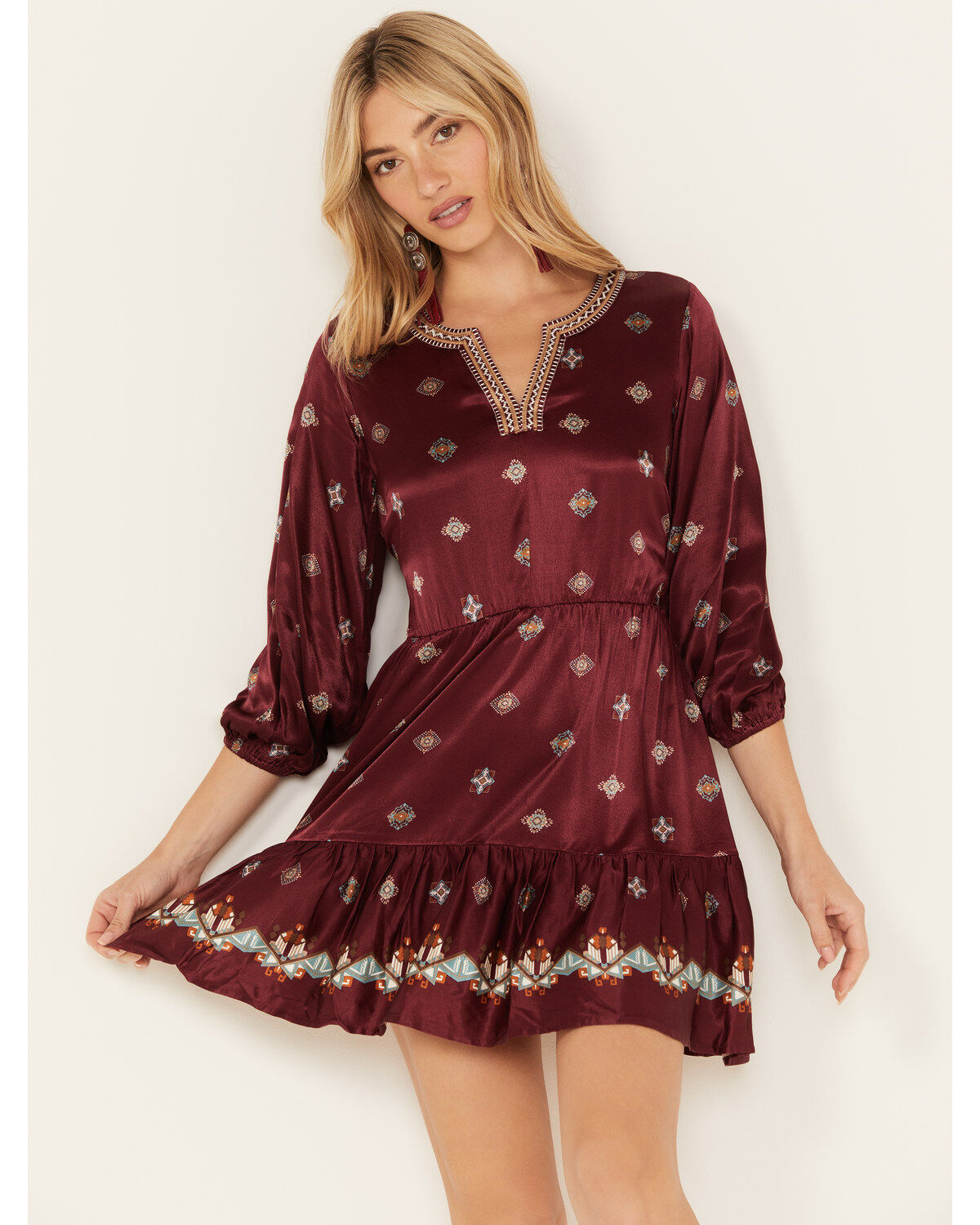 Women's Shyanne Border Southwestern Printed Mini Dress