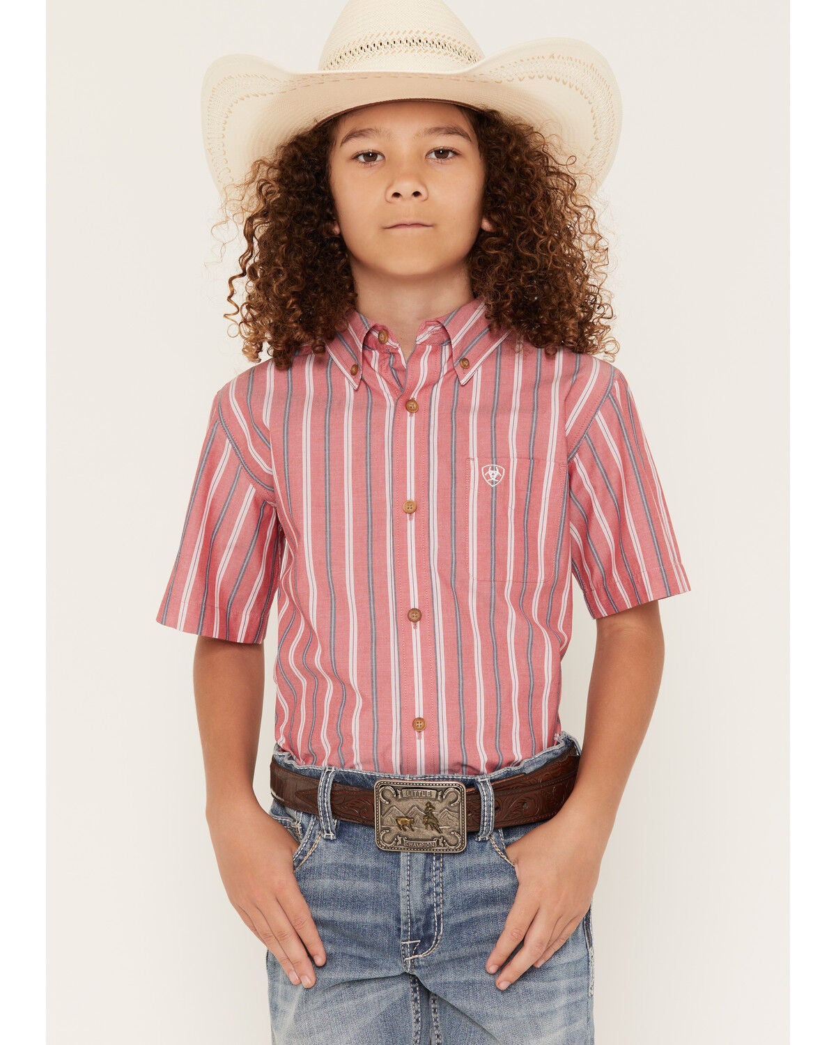 Boys' Ariat Striped Short Sleeve Button-Down Western Shirt