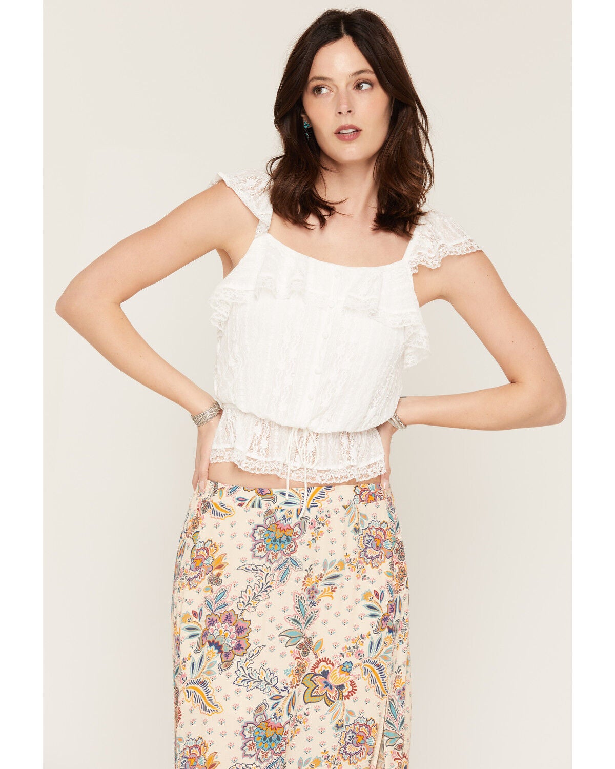 Women's Shyanne Ronson Flutter Sleeve Lace Tank