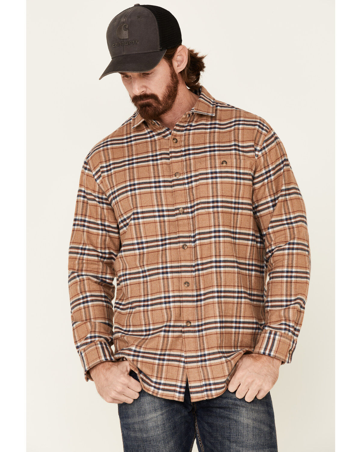 Men's Pendleton Camel Cascade Plaid Long Sleeve Western Shirt