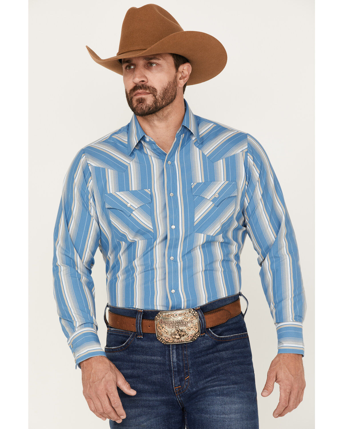 Men's Ely Walker Striped Long Sleeve Pearl Snap Western Shirt