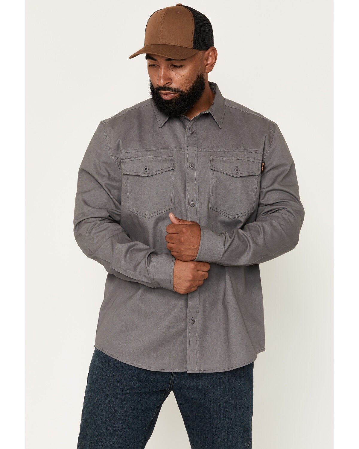Men's Hawx All Out Solid Twill Long Sleeve Button-Down Work Shirt