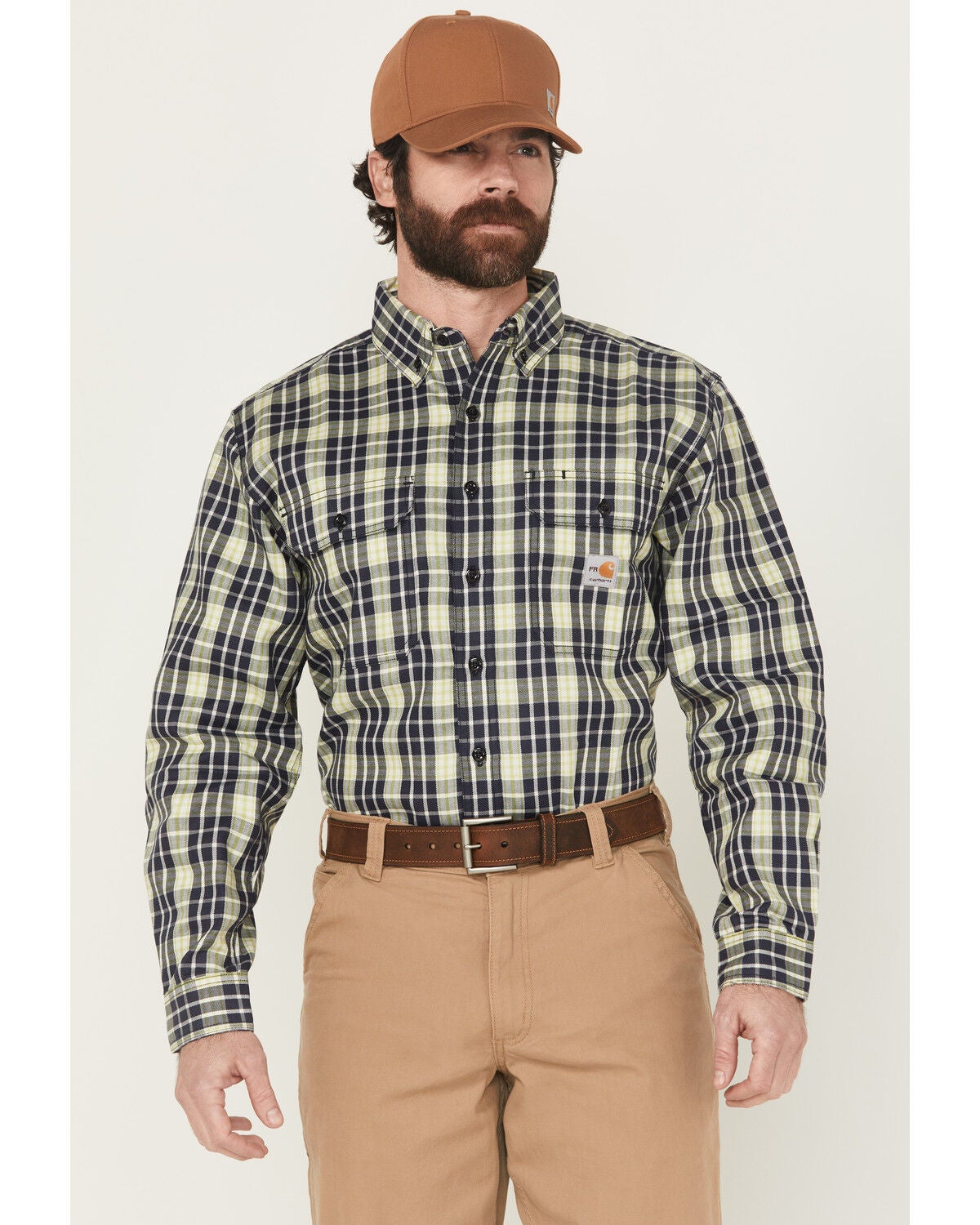 Men's Carhartt FR Force Rugged Flex Plaid Print Long Sleeve Button-Do