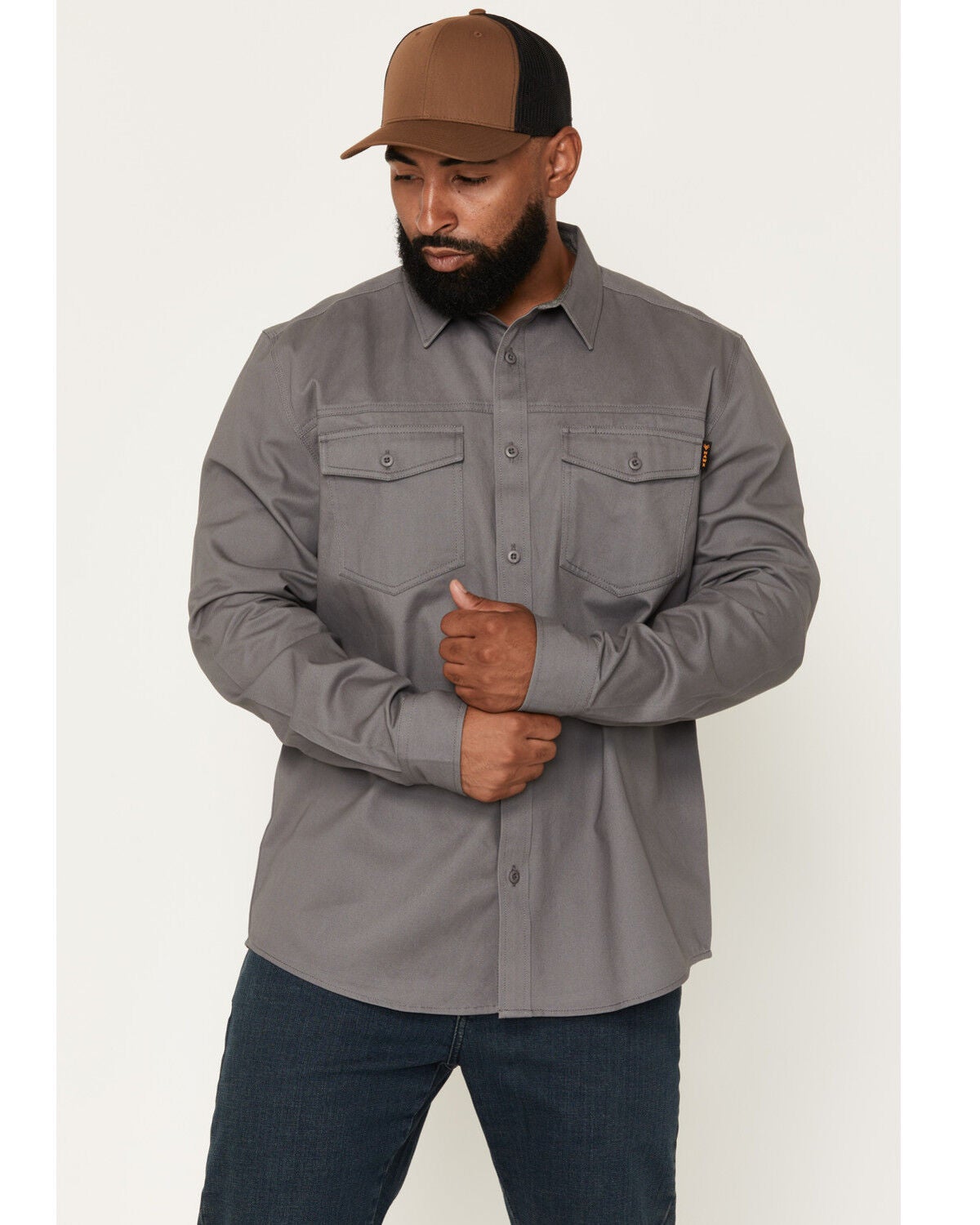 Men's Hawx All Out Solid Twill Long Sleeve Button-Down Work Shirt - Bi
