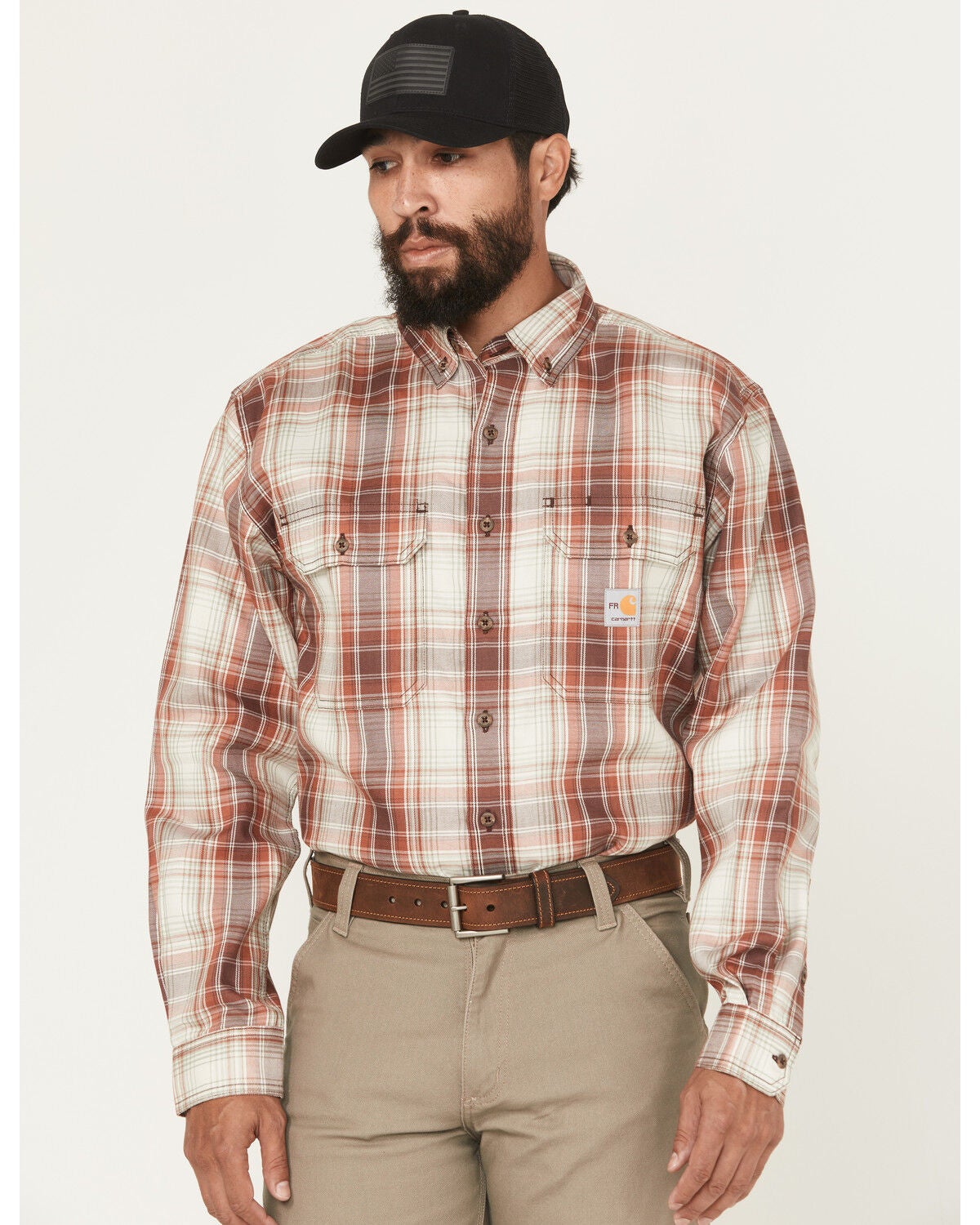 Men's Carhart FR Force Rugged Flex Loose Fit Midweight Plaid Print Lo