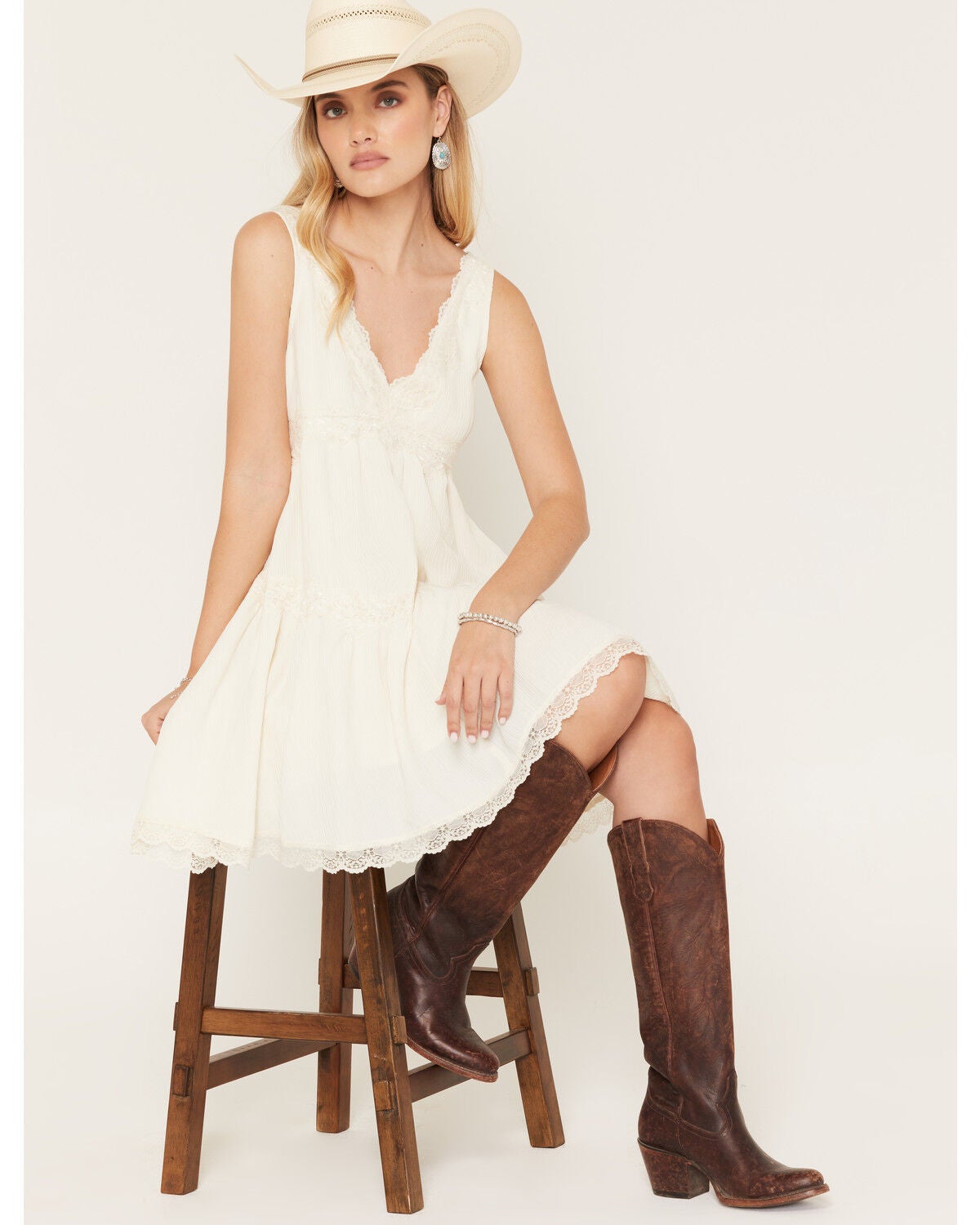 Women's By Together Lace Trim Sleeveless Mini Dress