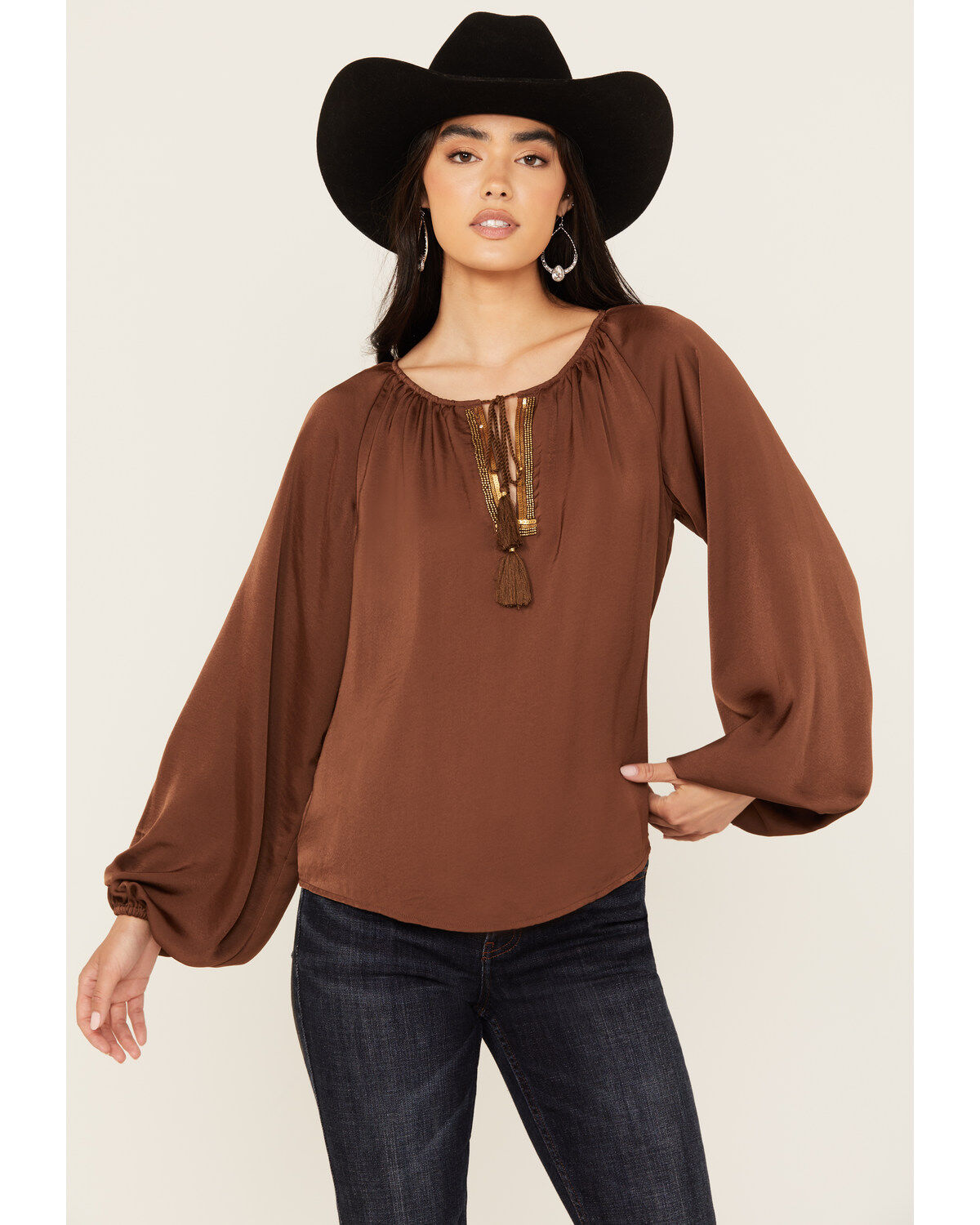 Women's Shyanne Washed Satin Tunic Blouse