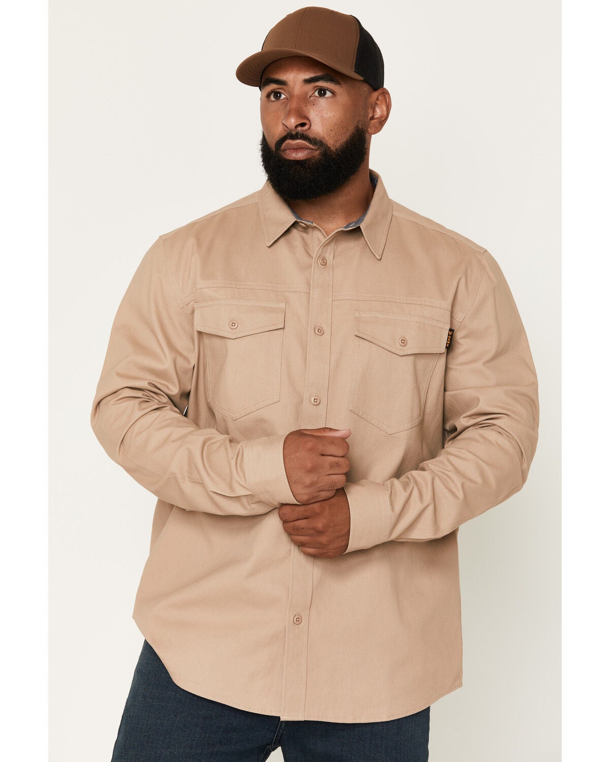 Men's Hawx Solid Long Sleeve Button-Down Work Shirt