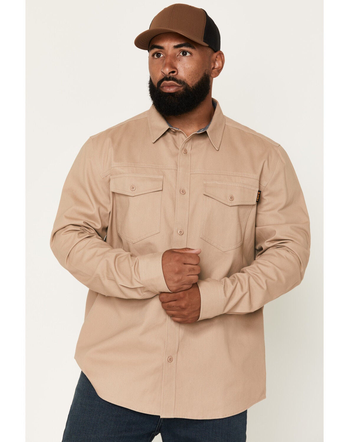 Men's Hawx Solid Long Sleeve Button-Down Work Shirt - Big