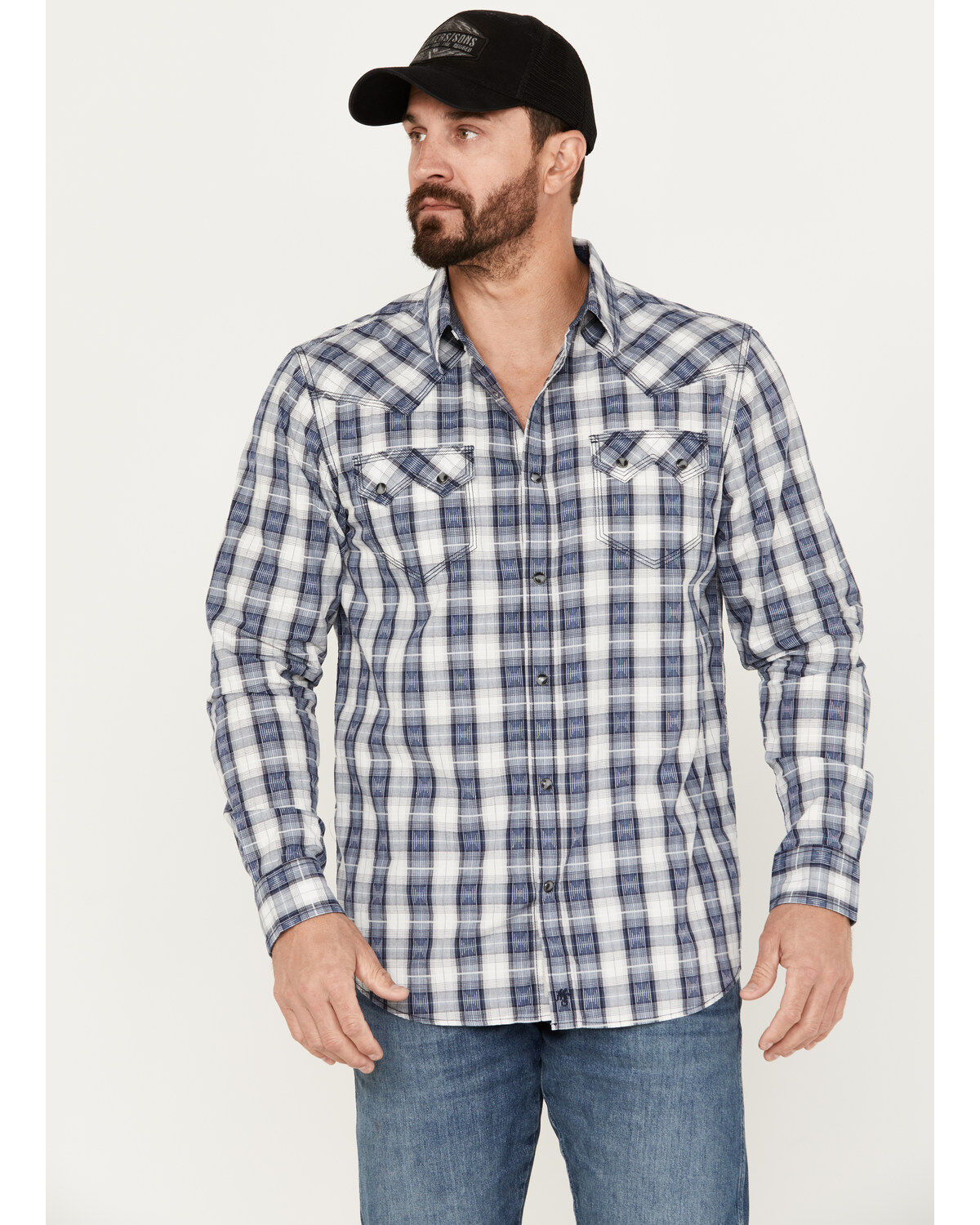 Men's Moonshine Spirit Rattler Plaid Print Long Sleeve Western Snap Sh