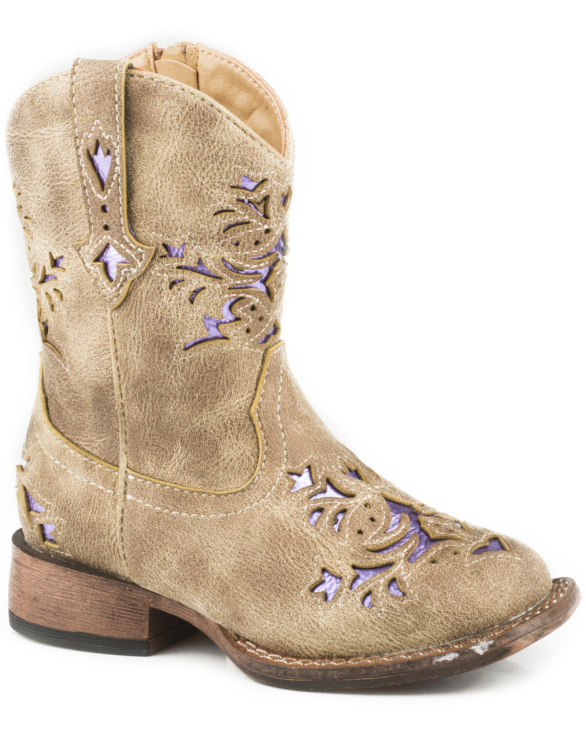 Girls' Roper Toddler Lola Metallic Underlay Western Boots - Square Toe