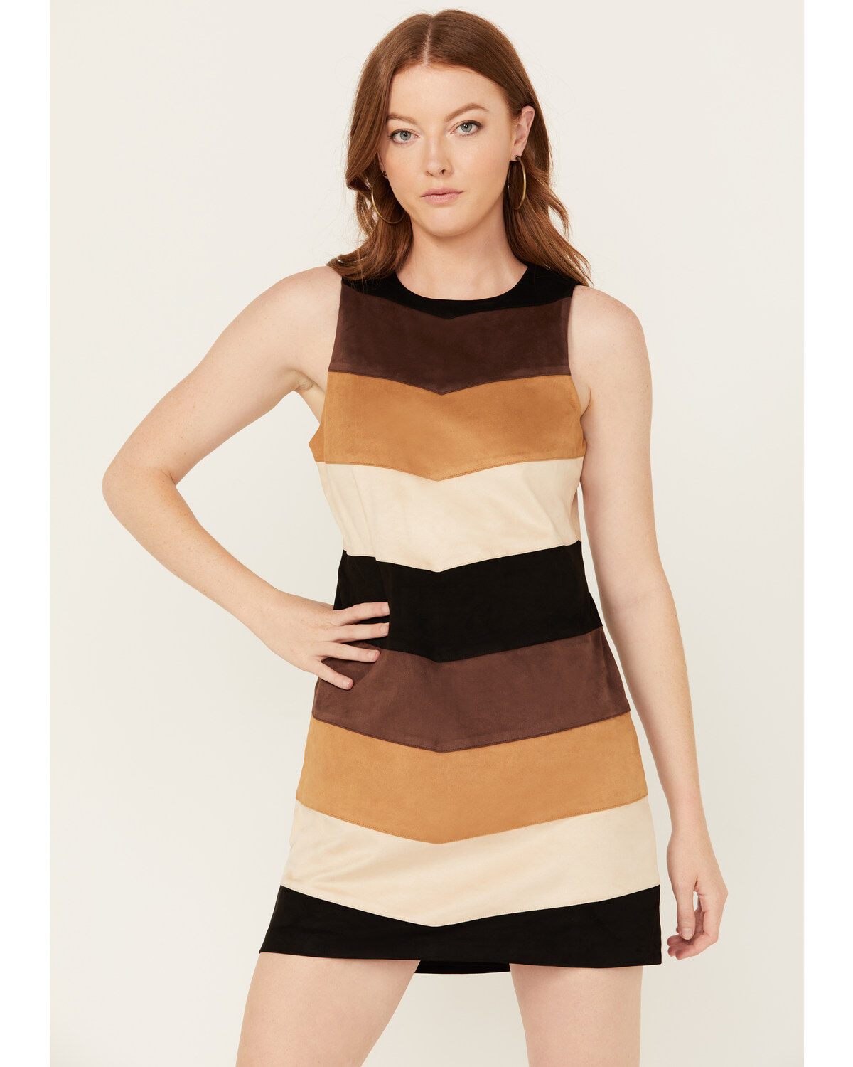 Women's Show Me Your Mumu Faux Suede Chevron Mod Mini Dress