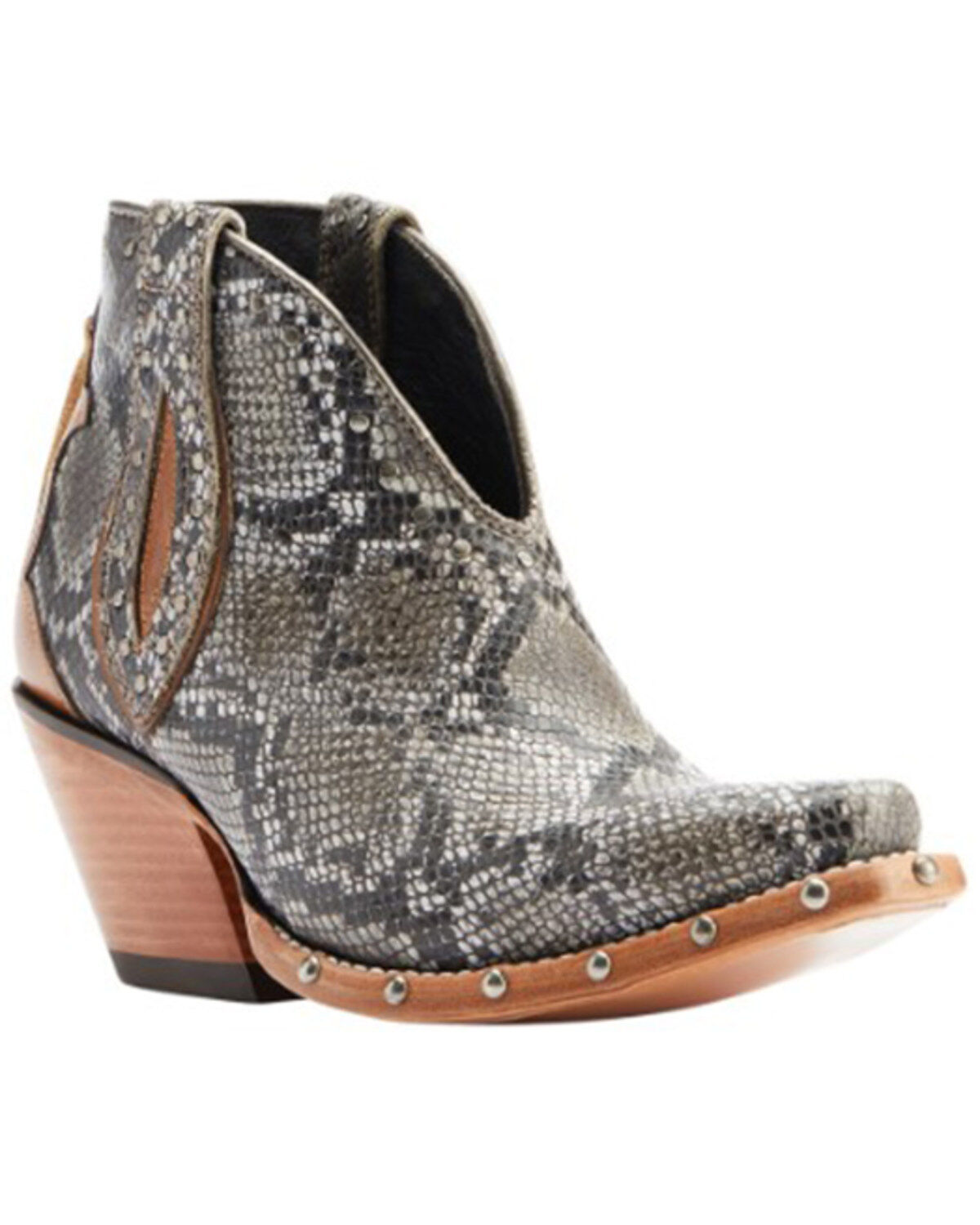 Women's Ariat Greely Snake Print Booties - Snip Toe