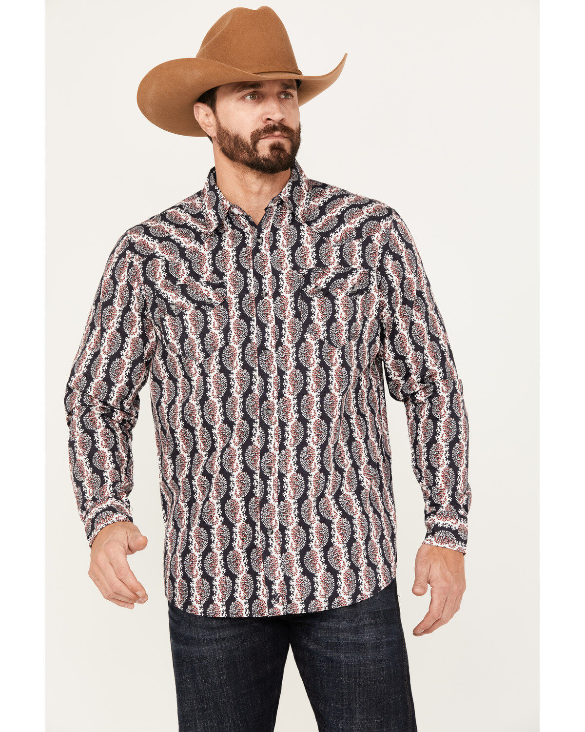 Men's Moonshine Spirit Paisley Print Long Sleeve Western Snap Shirt