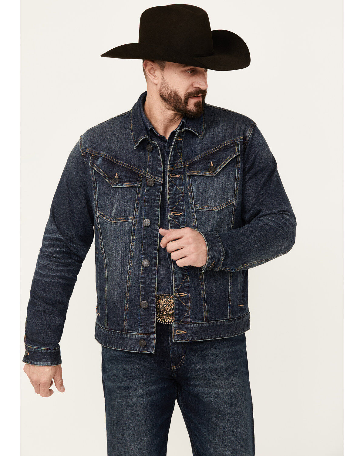 Men's Moonshine Spirit Dark Wash Rigid Old Shine Vintage Denim Jacket