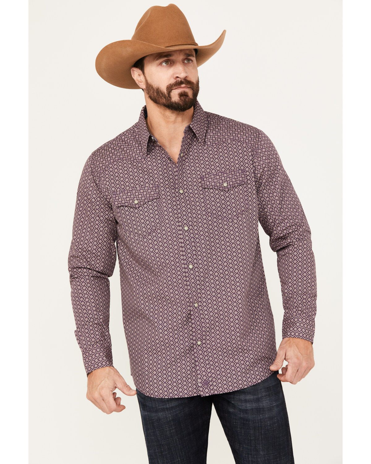 Men's Moonshine Spirit Southwestern Print Long Sleeve Western Pearl Sn