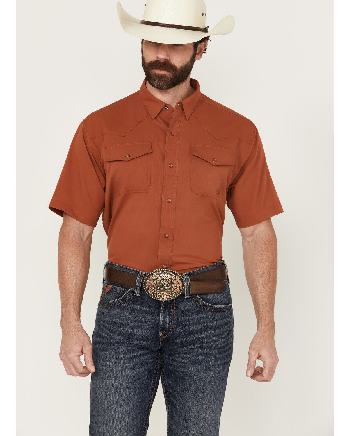 Men's Ariat VentTek Solid Short Sleeve Snap Performance Western Shirt