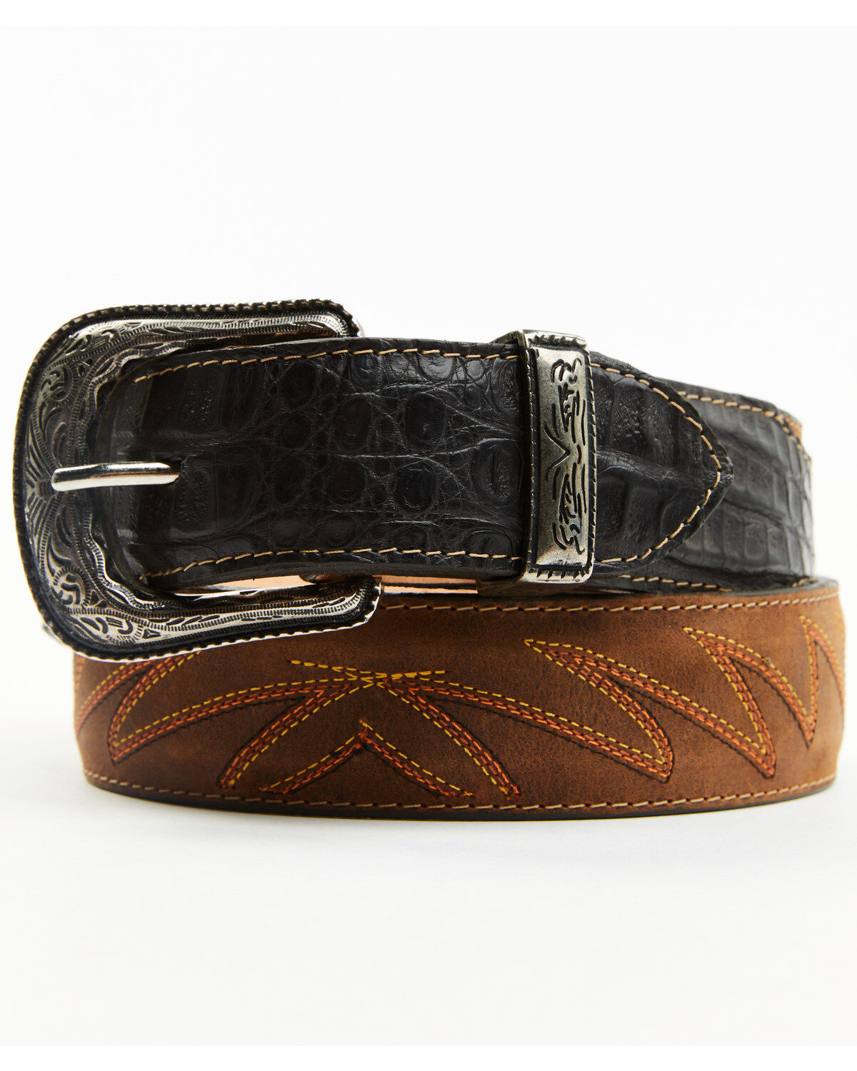 Men's Cody James Vince Two Tone Embroidered Caiman Western Belt