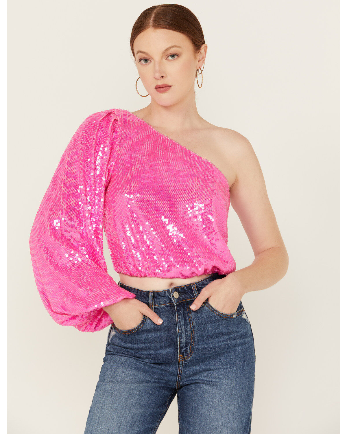 Women's Show Me Your Mumu Sequins Long Sleeve Party Top