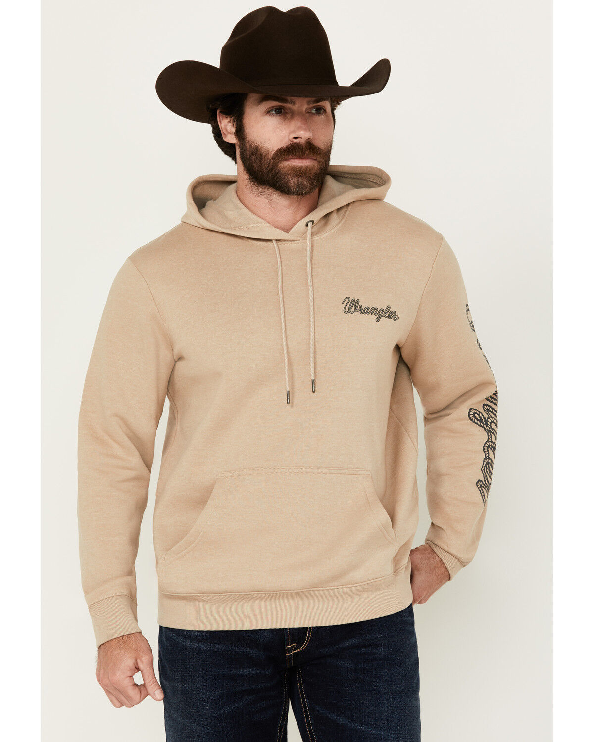 Men's Wrangler Logo Sleeve Hooded Sweatshirt