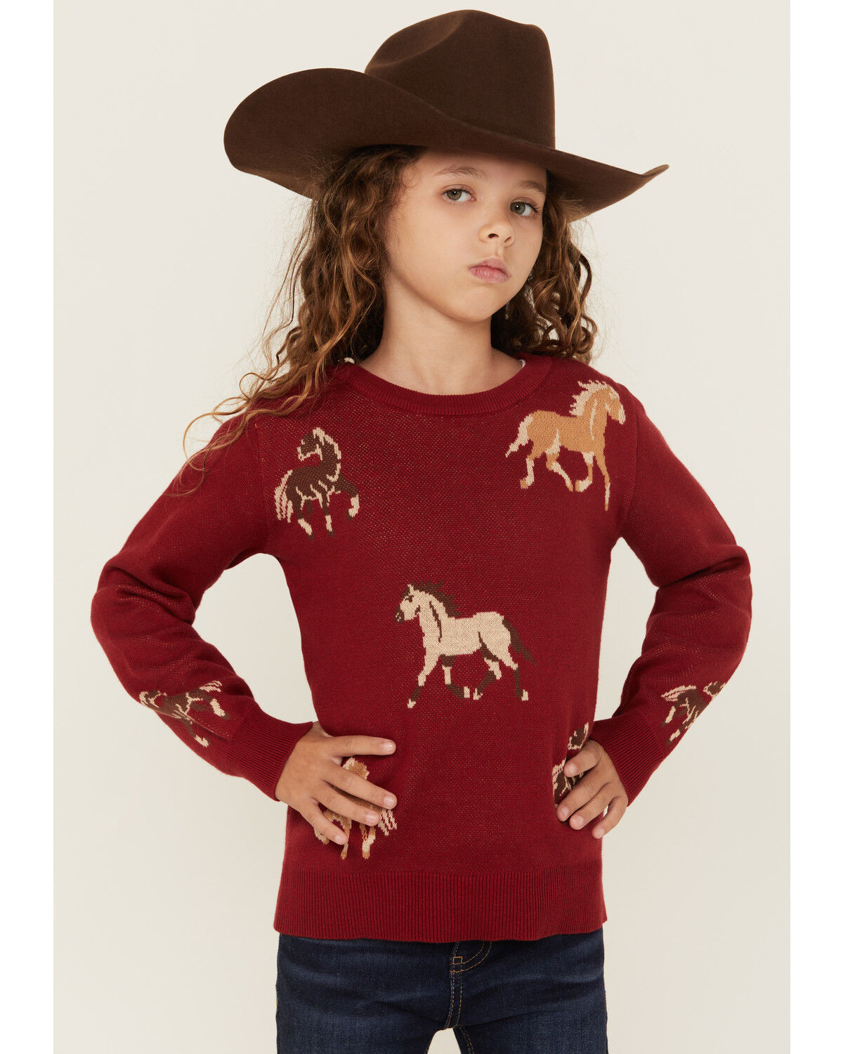 Girls' Cotton & Rye Horse Print Sweater