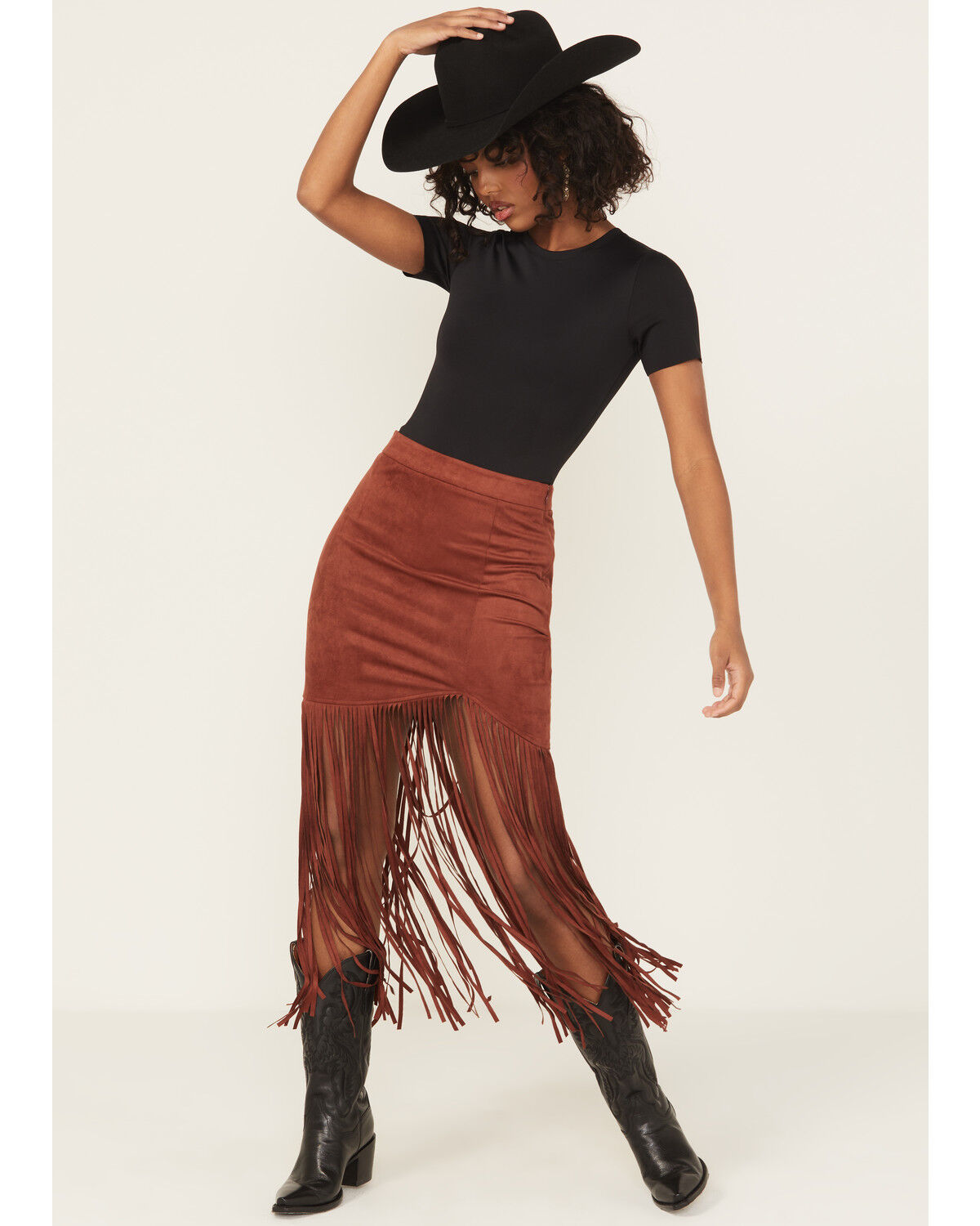 Women's Shyanne Faux Suede Fringe Mini Skirt