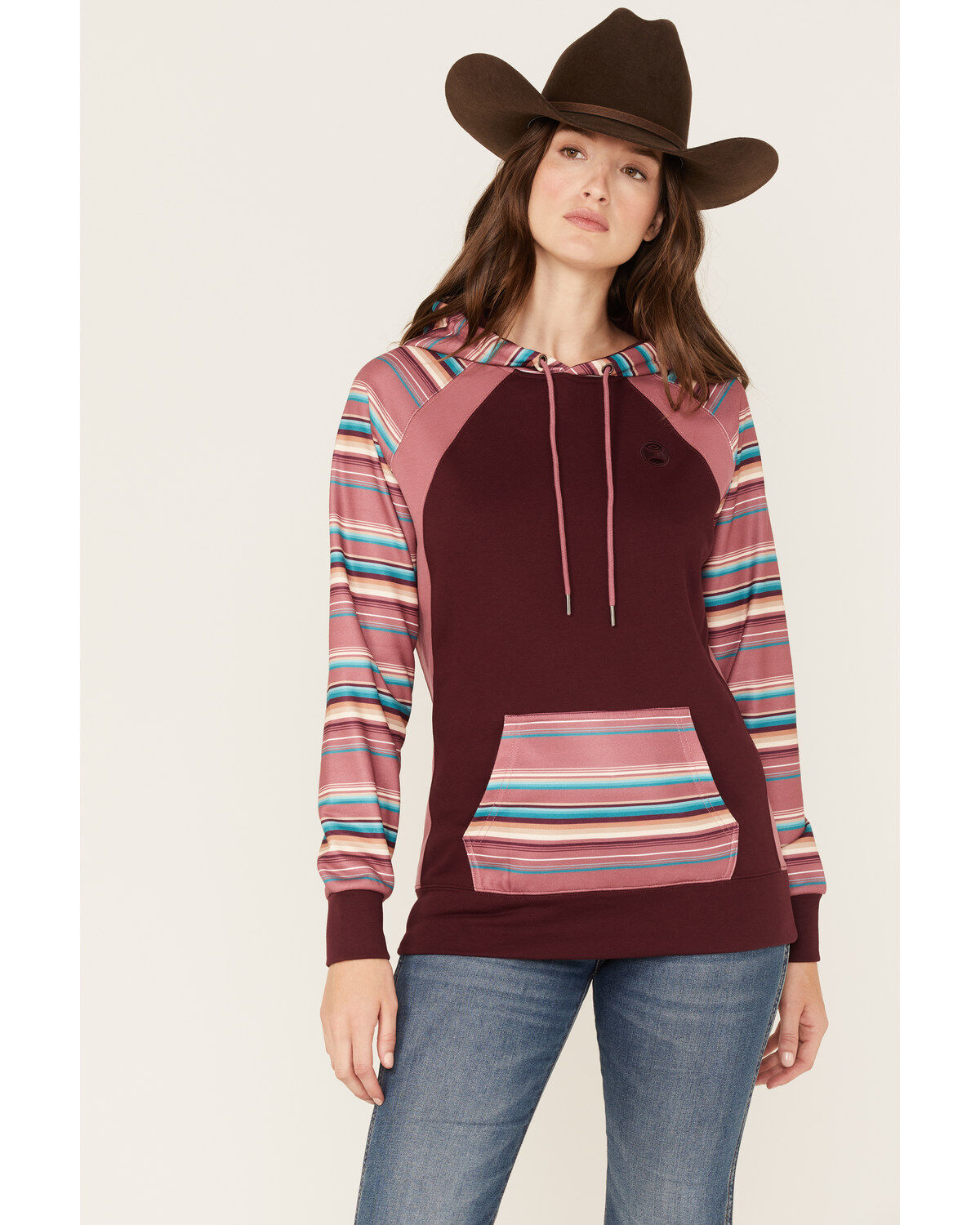 Women's Hooey Serape Stripe Contrast Print Savannah Hoodie