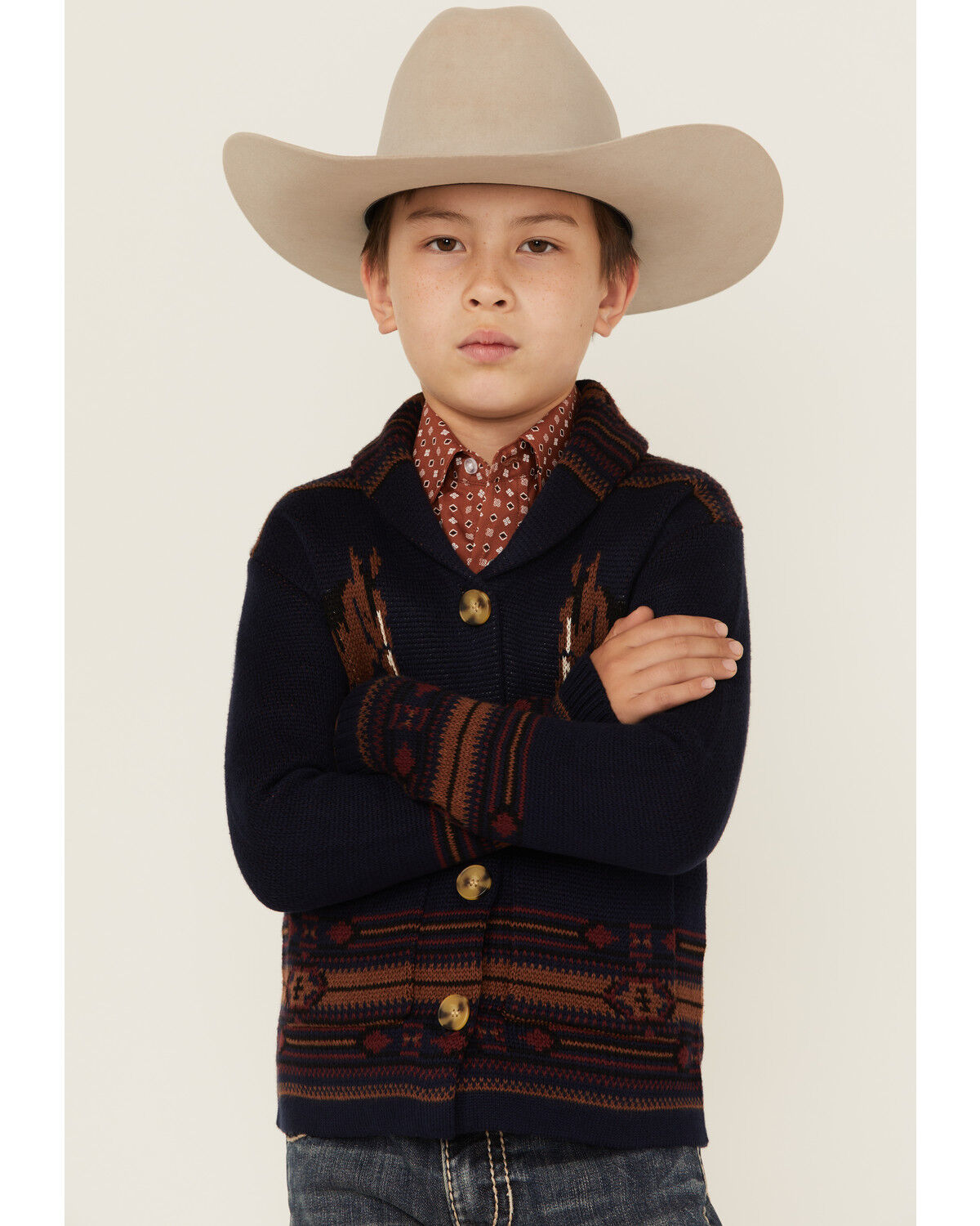 Boys' Cotton & Rye Horse Print Cardigan