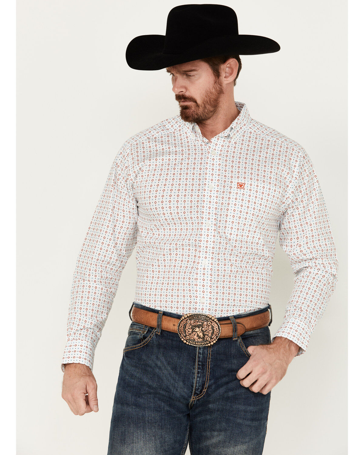 Men's Ariat Kade Geo Print Long Sleeve Button-Down Western Shirt
