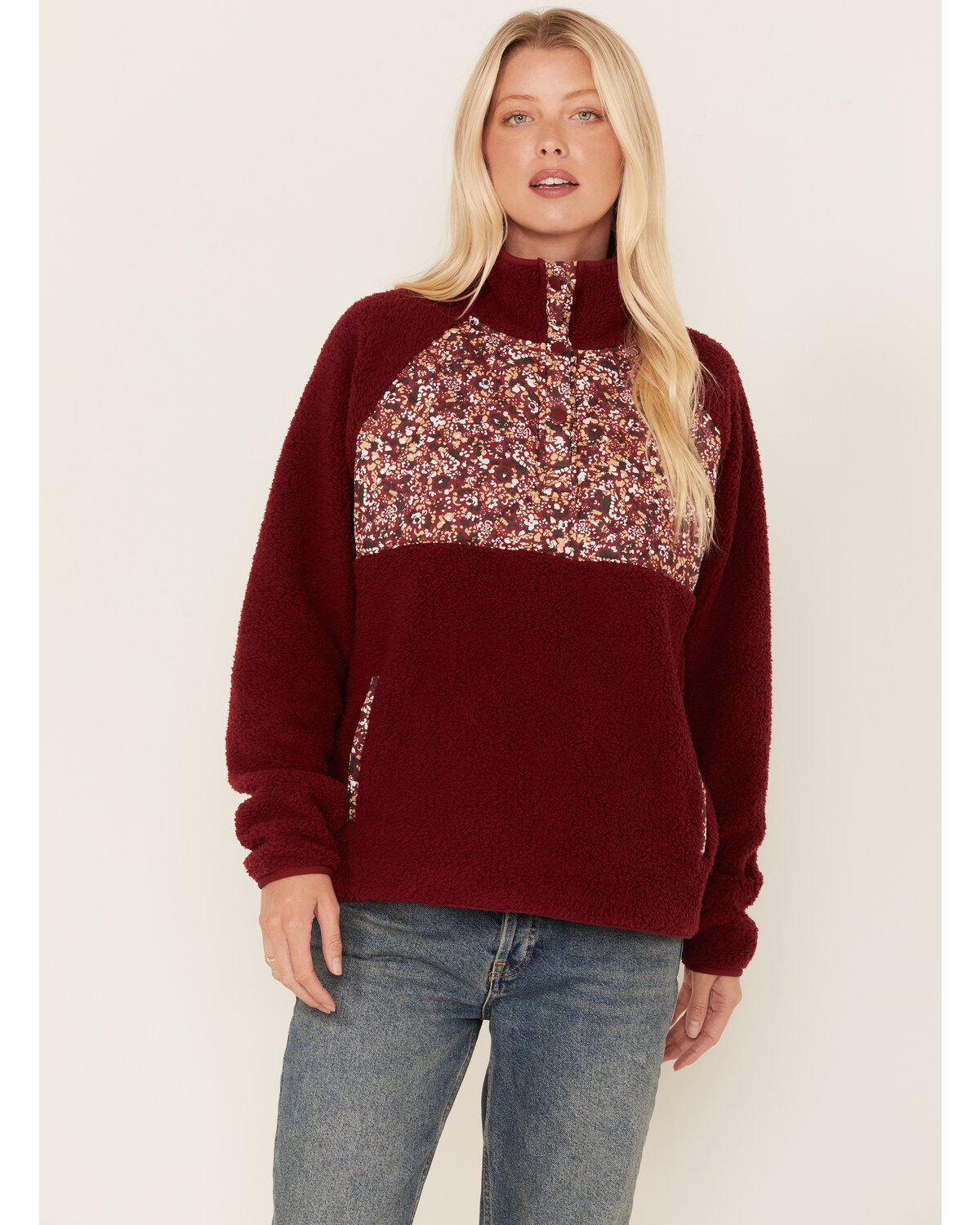 Women's Cleo + Wolf Sherpa Half Button Pullover
