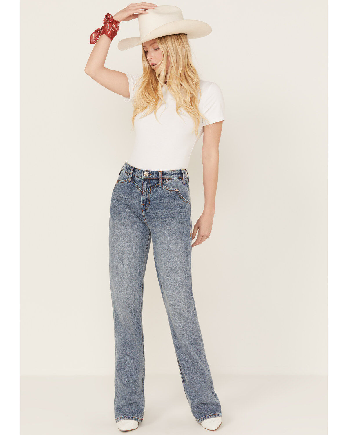 Women's Rock & Roll Denim Medium Wash High Rise Bootcut Jeans