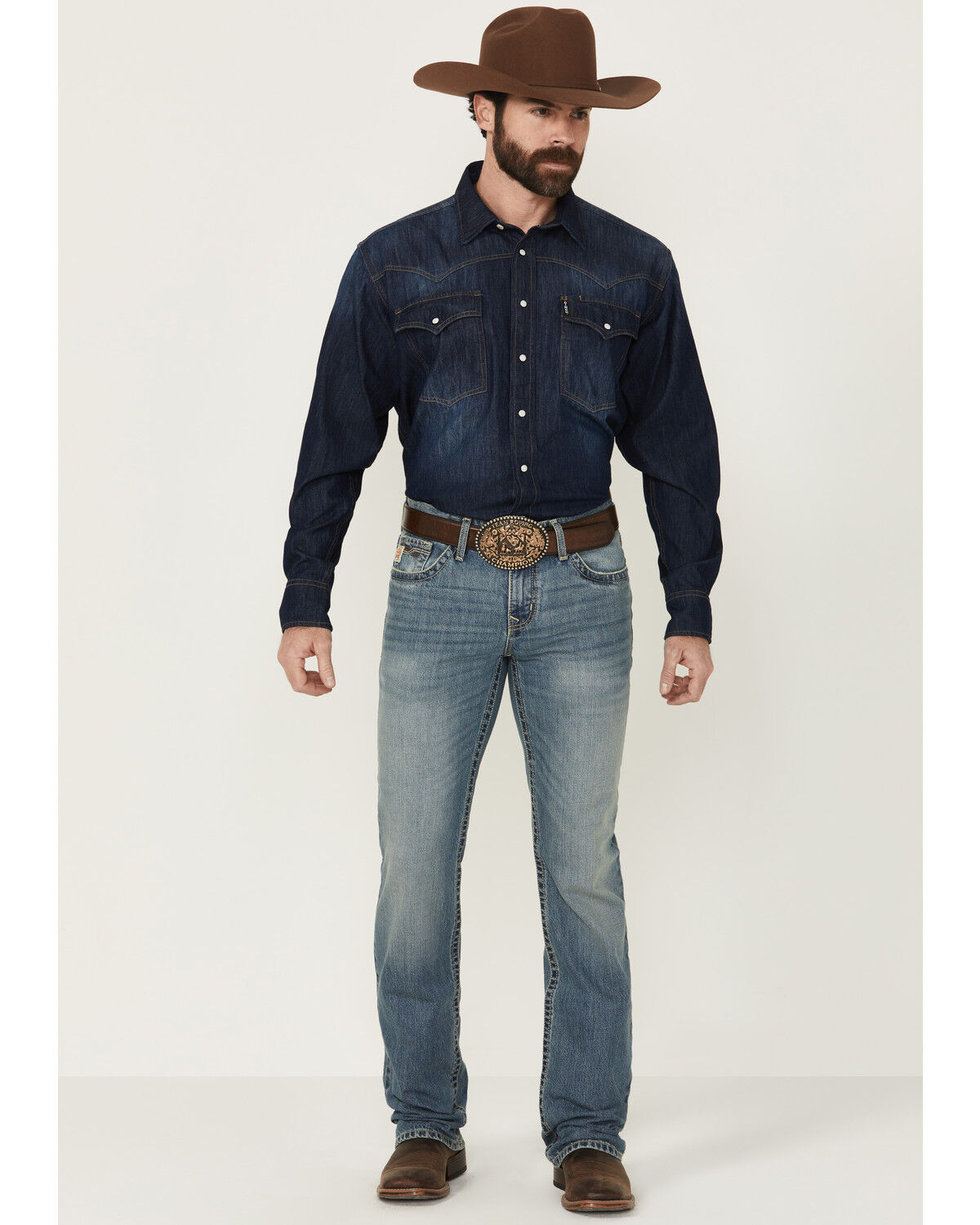 Men's Cinch Ian Medium Wash Slim Bootcut Rigid Denim Jeans