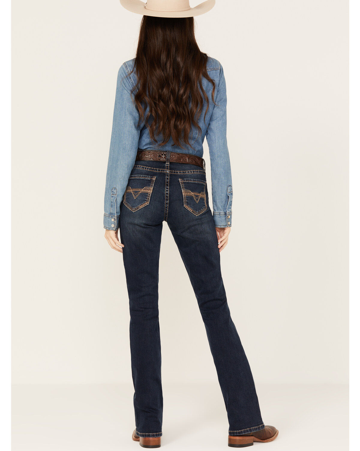Women's Rock & Roll Denim Dark Wash Mid Rise Extra Stretch Riding Boot