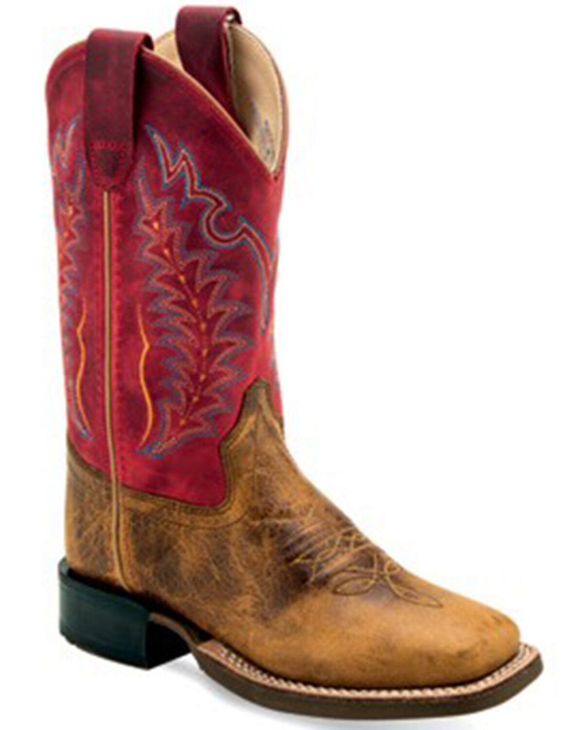 Boys' Old West Burnt Western Boots - Broad Square Toe