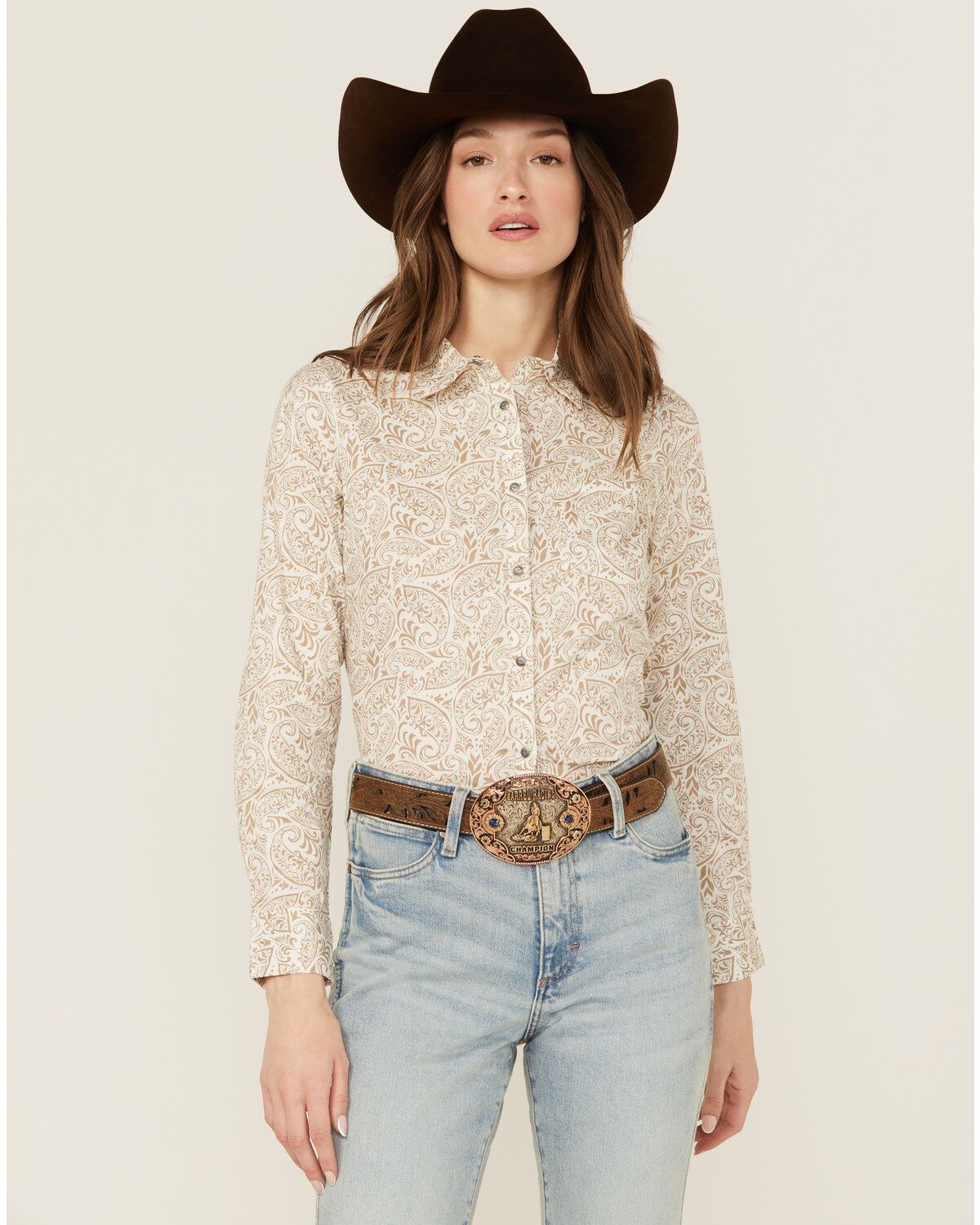 Women's Shyanne Paisley Print Long Sleeve Snap Stretch Western Shirt