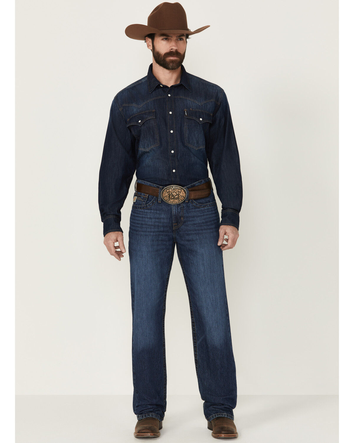 Men's Cinch Grant Medium Wash Relaxed Bootcut Rigid Denim Jeans