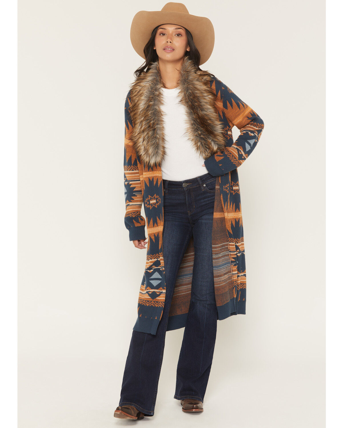 Women's Panhandle Slim Fur Southwestern Print Cardigan