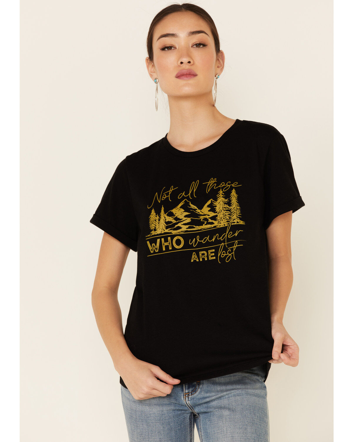 Women's Cut & Paste Not All Those Who Wander Are Lost Graphic Short Sl