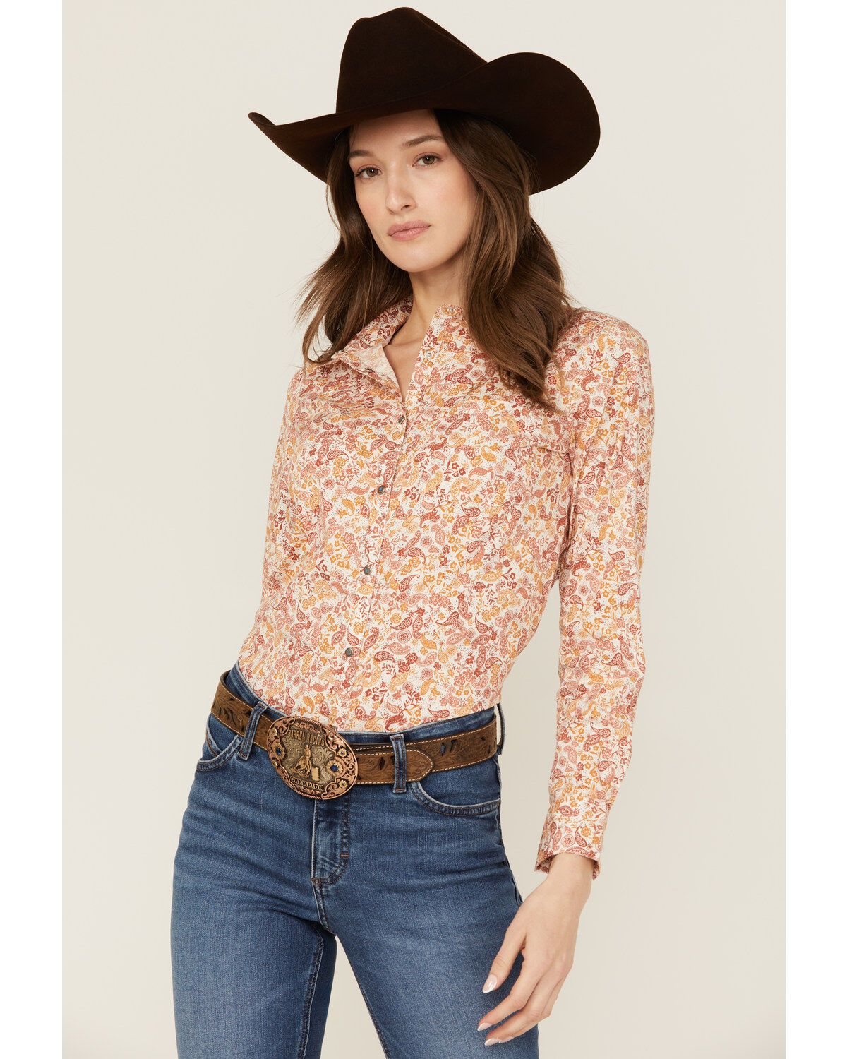 Women's Shyanne Paisley Print Long Sleeve Snap Stretch Western Shirt