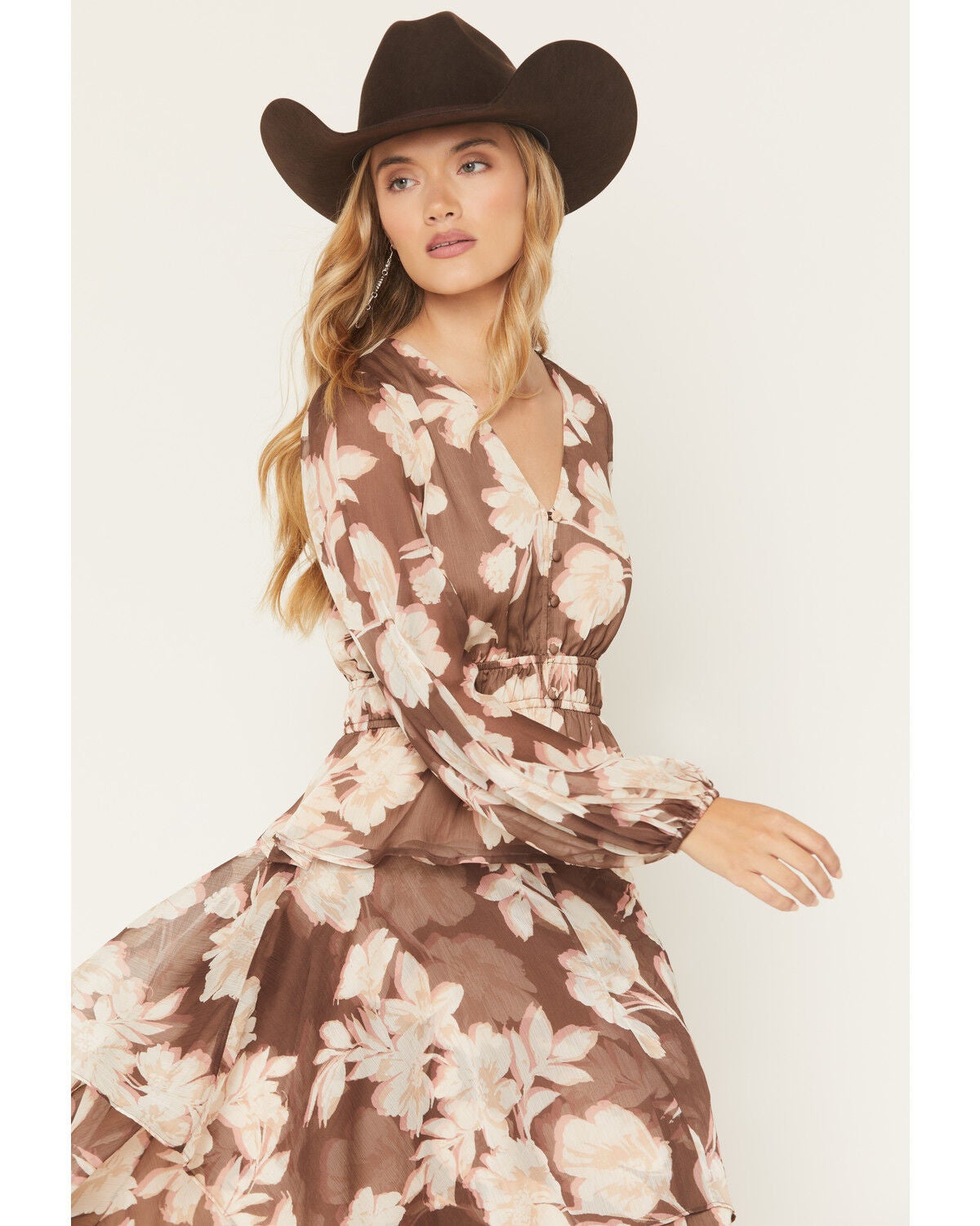 Women's Shyanne Floral Print Long Sleeve Chiffon Shirt