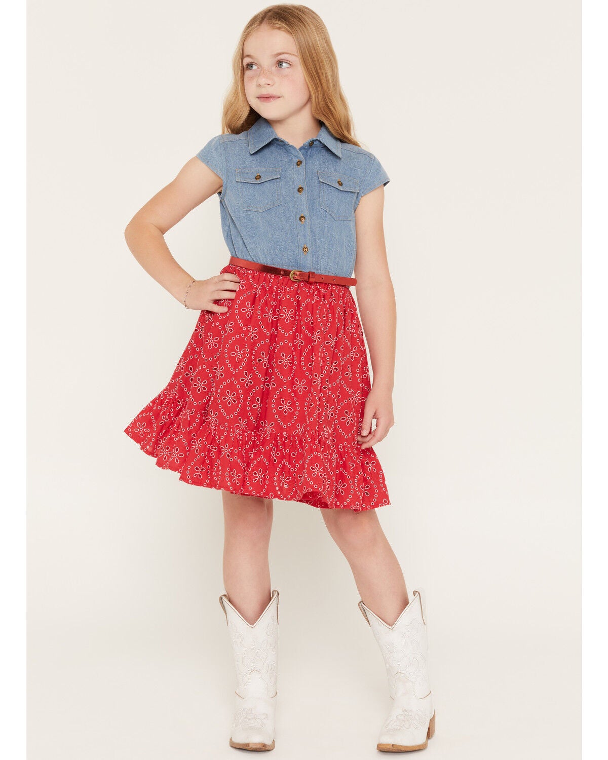 Girls' Sugar California Lace Denim Dress