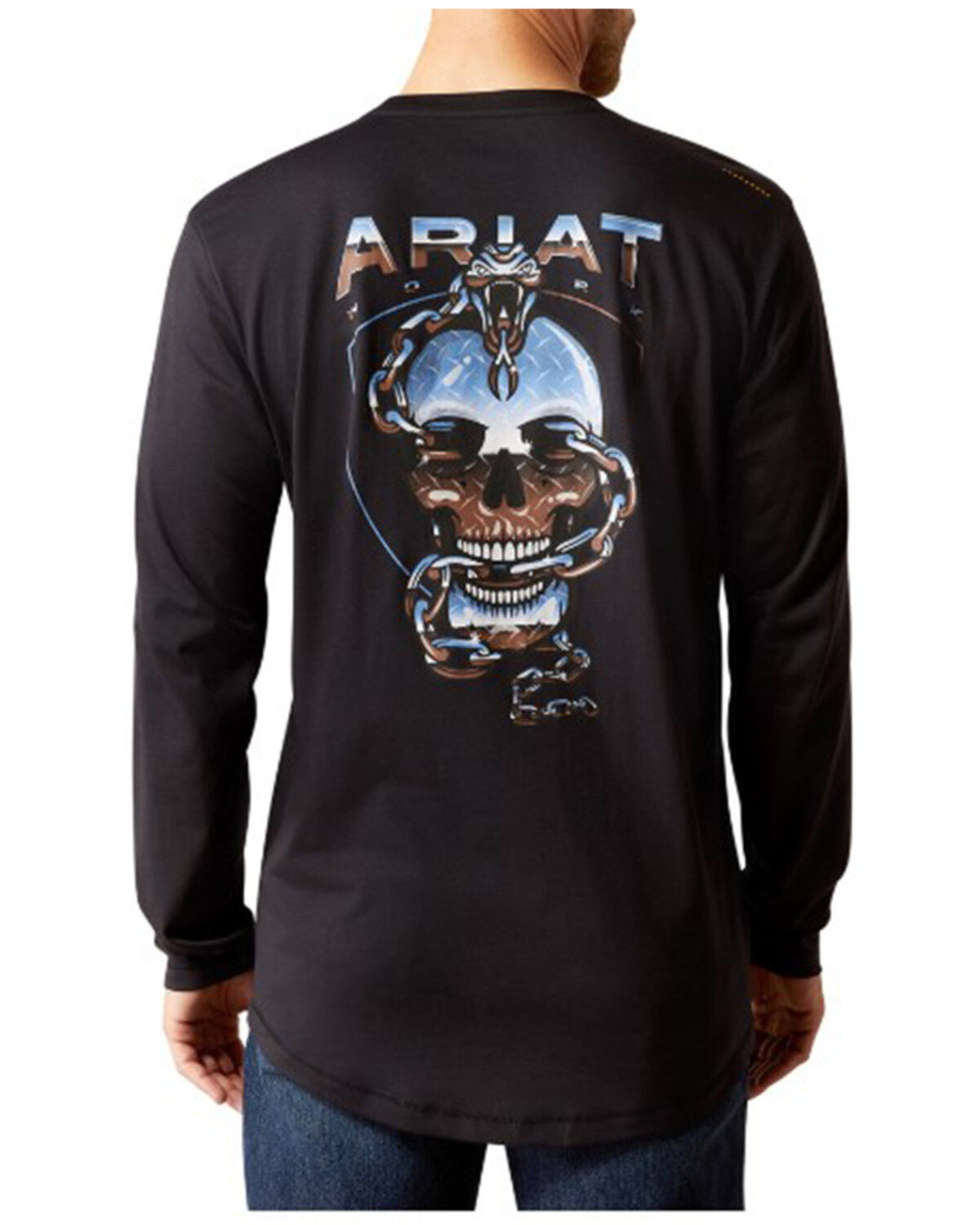 Men's Ariat Rebar Workman Chrome Skull Long Sleeve T-Shirt