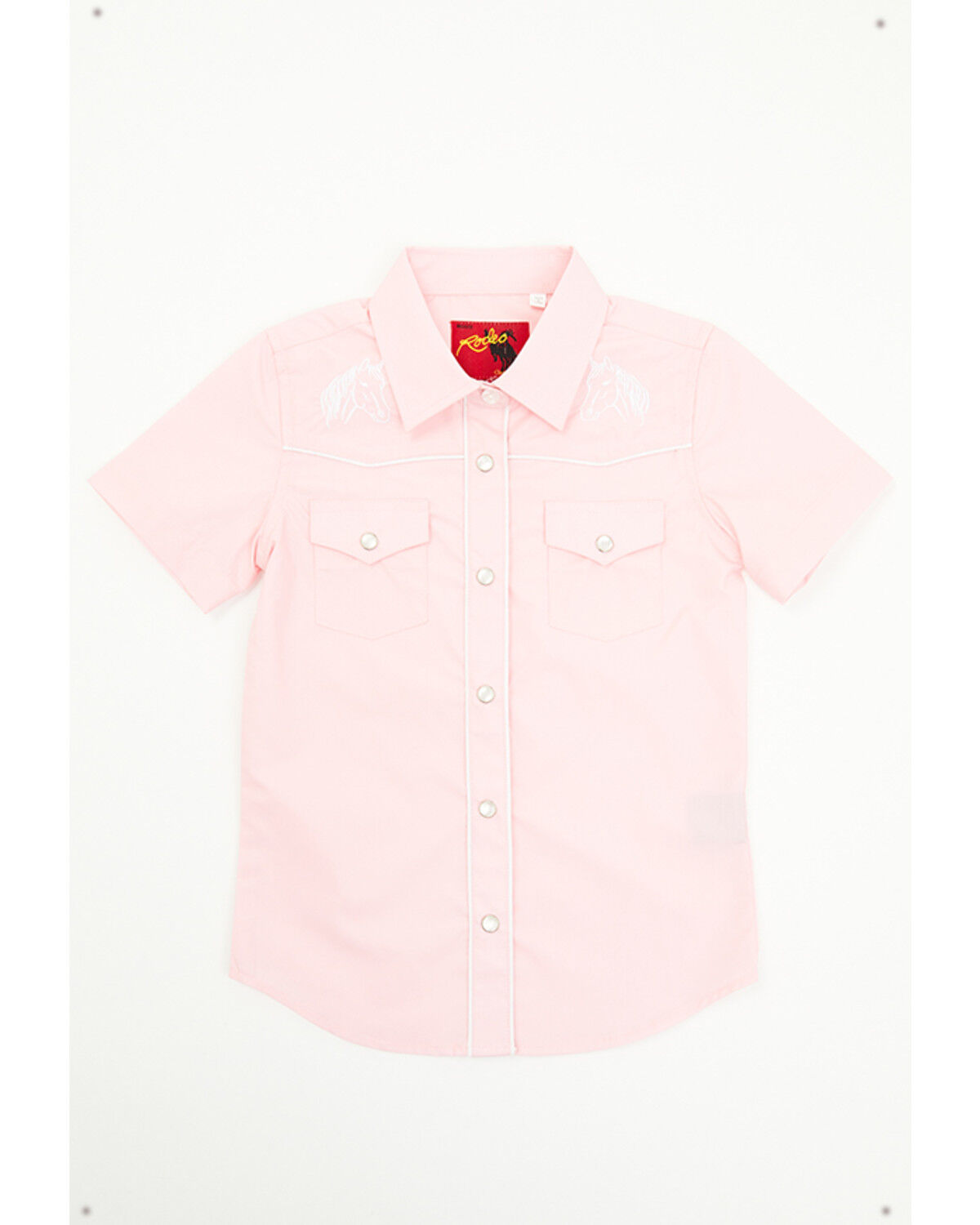 Girls' Rodeo Clothing Horse Embroidered Short Sleeve Pearl Snap Wester