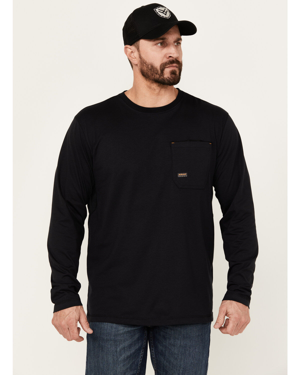 Men's Ariat Rebar Workman Chrome Moto Eagle Long Sleeve Graphic Work T