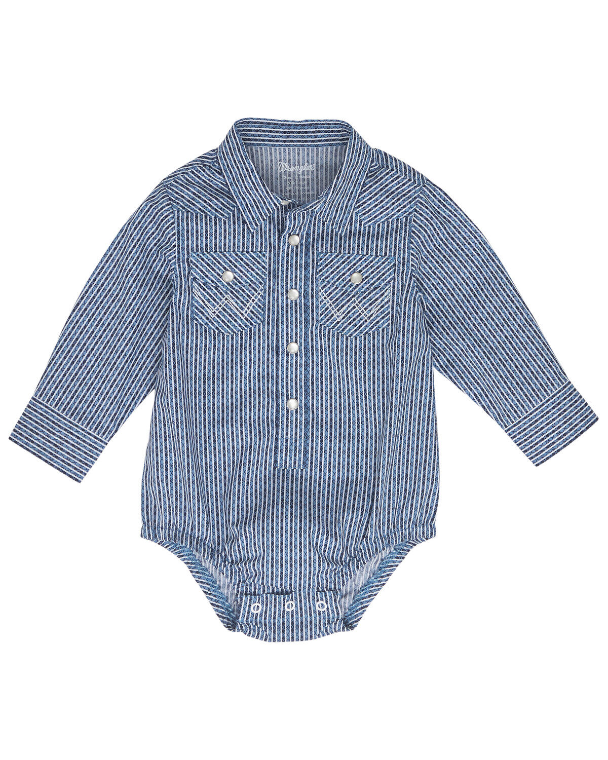 Boys' Wrangler Infant Striped Long Sleeve Pearl Snap Onesie