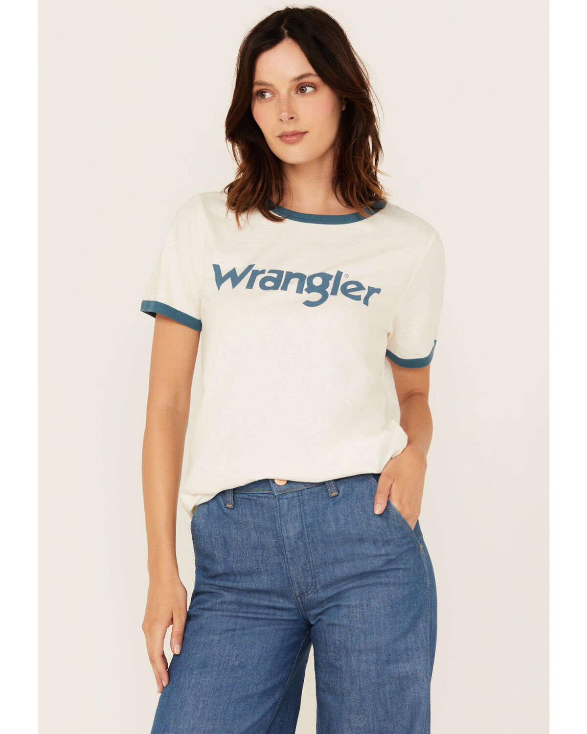 Women's Wrangler Logo Short Sleeve Ringer Tee