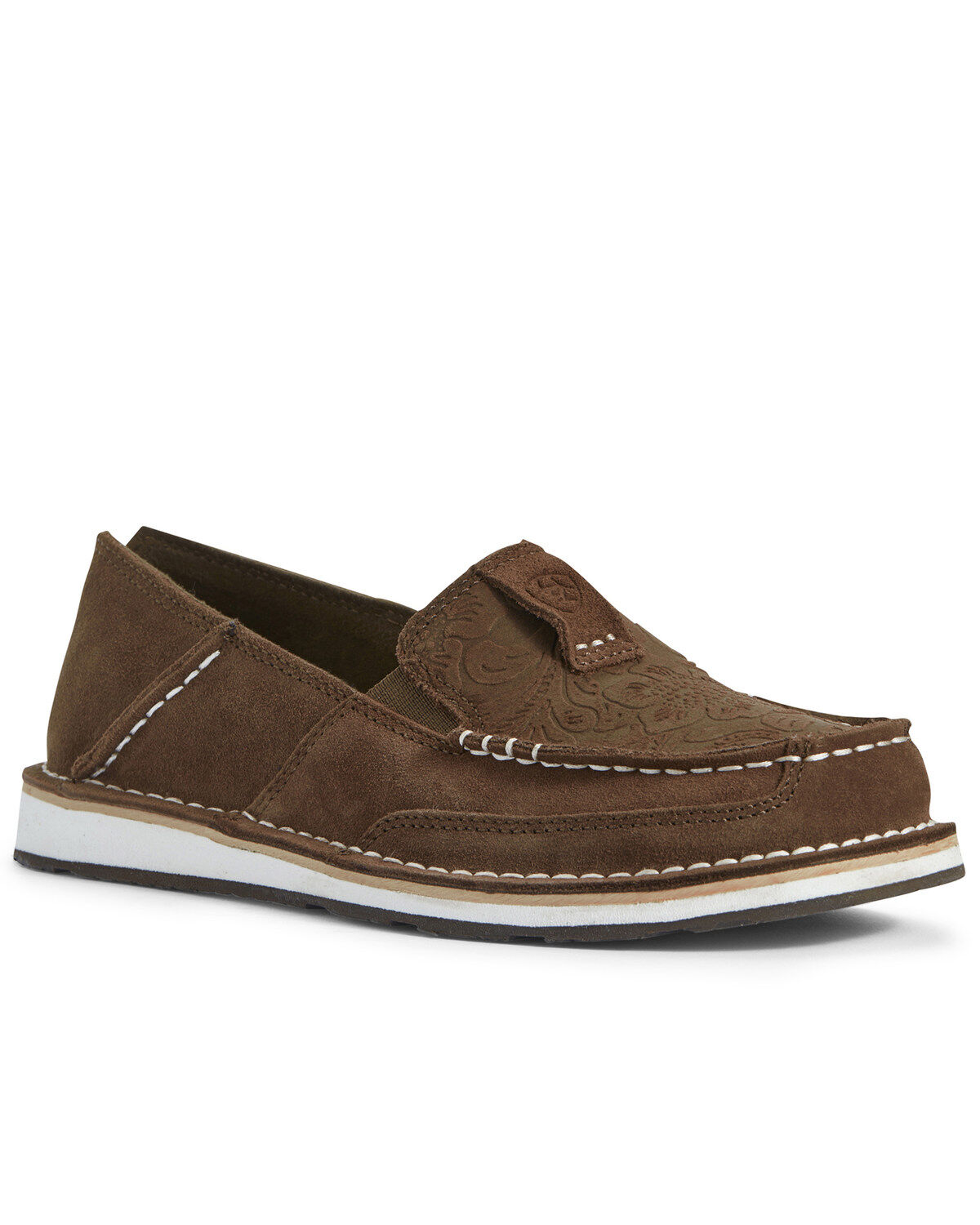 Women's Ariat Floral Embossed Cruiser Shoes - Moc Toe